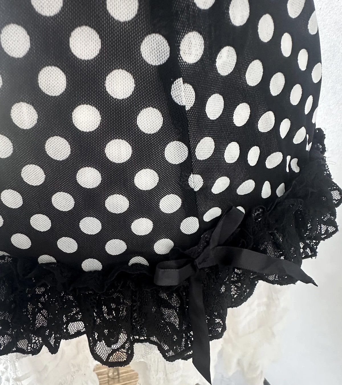 Japanese Brand Vintage Y2K polka dot lace camisole 🖤➕ Size M / US 6-8 / IT 42-44 - 6 Thumbnail