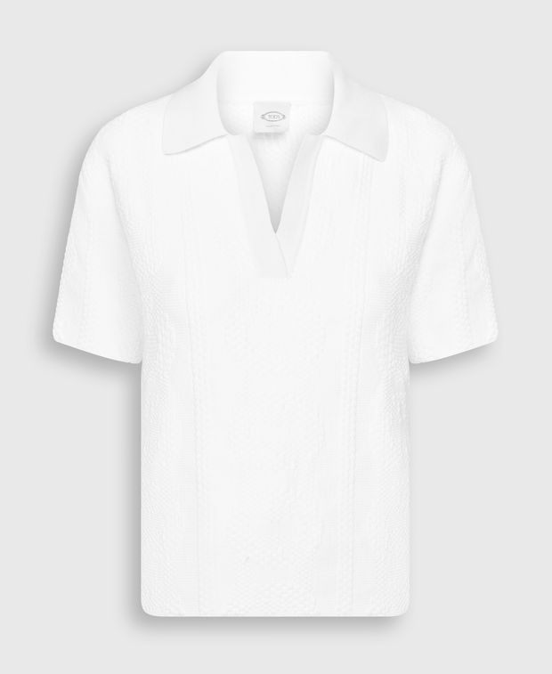 Knitted Polo Shirt in White, Women's (Size M)