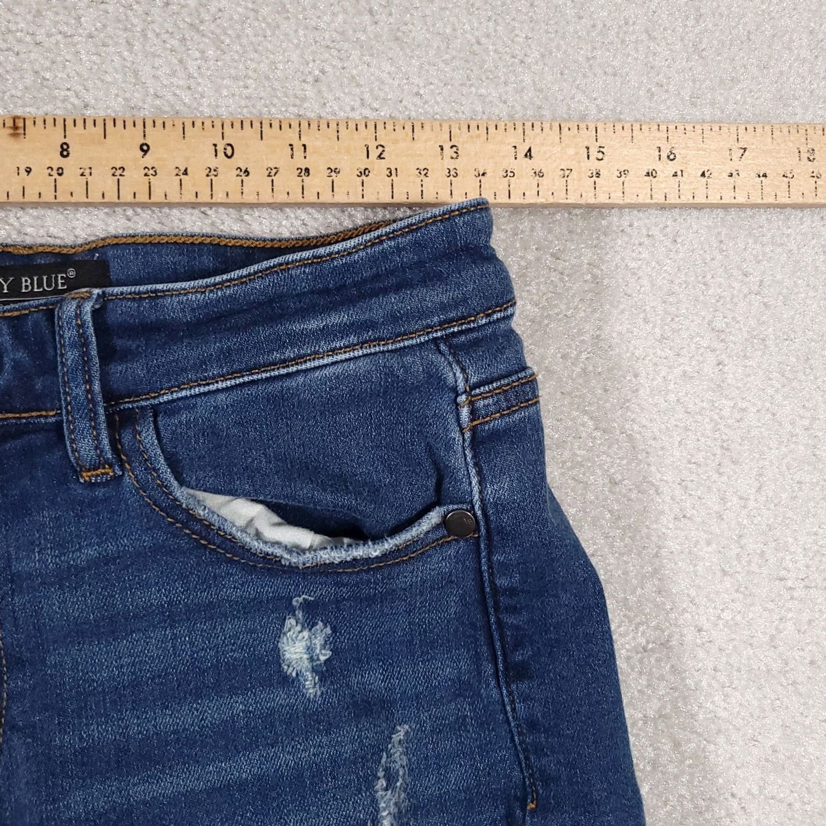 Denime Judy Blue Jeans Women's Blue Slim Fit Stretch Denim Mid-Rise 3/26 Distressed Size 26" / US 2 / IT 38 - 6 Thumbnail