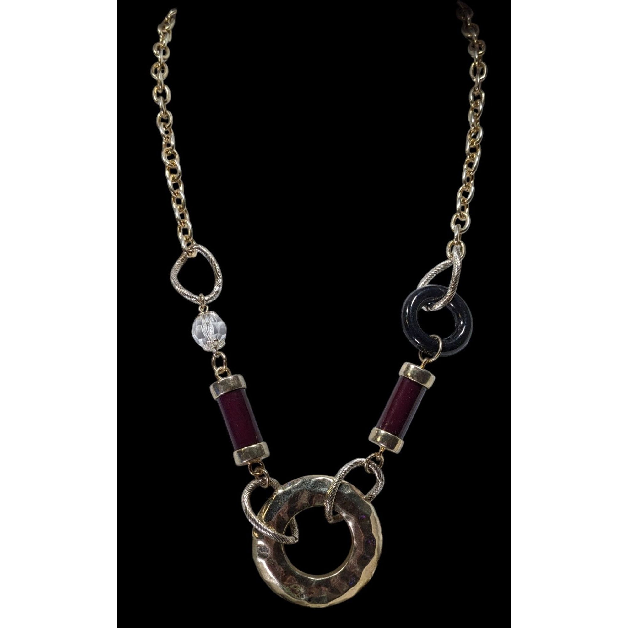 Other Abstract Chunky Brutalist Necklace With Hammered Circle Pend Size ONE SIZE - 2 Thumbnail