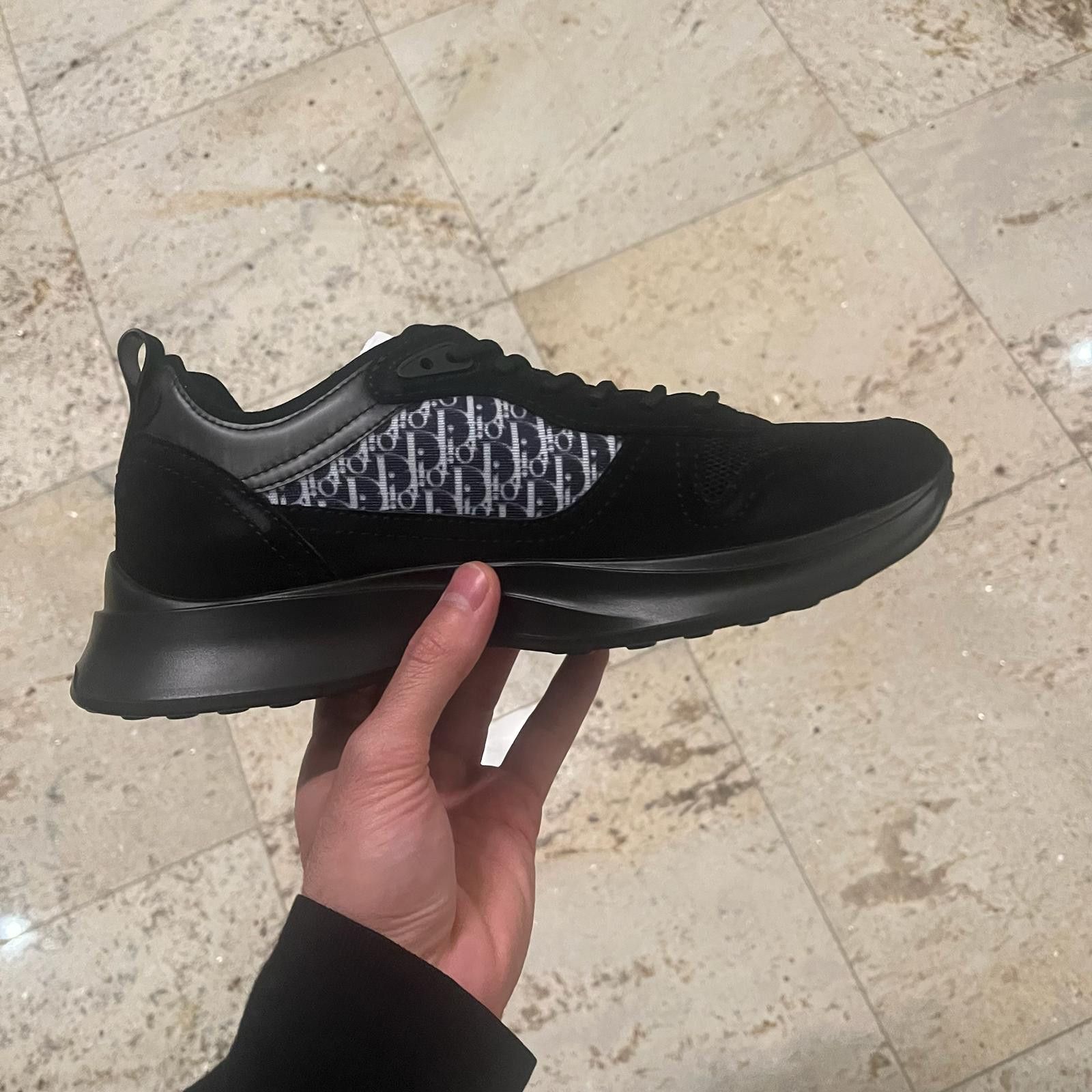 Dior o1rshd1 B25 Triple Runner Suede Oblique Mesh Sneakers Black Size US 7 / EU 40 - 5 Thumbnail