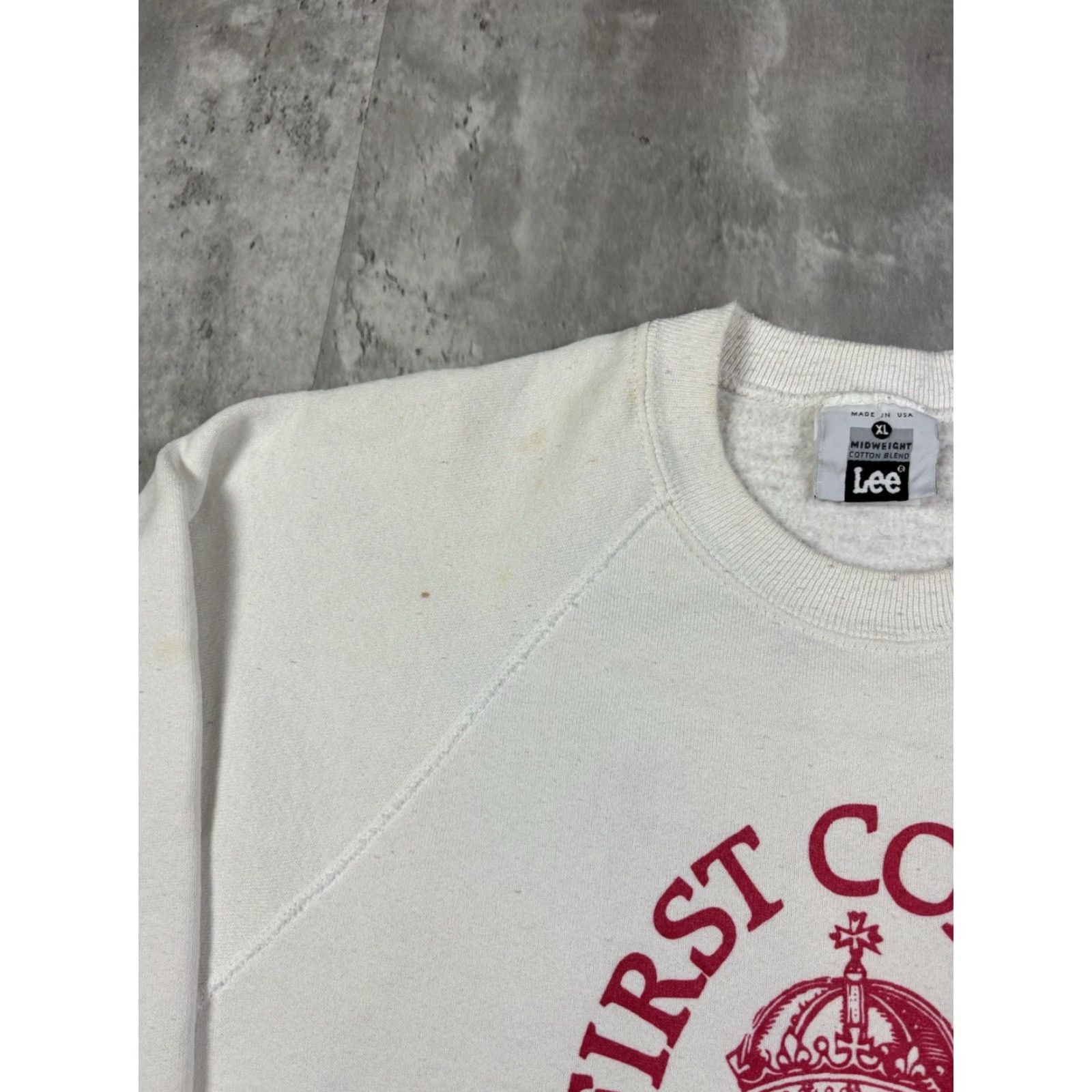Lee VINTAGE Lee Sweatshirt University Raglin Graphic Print Large L White Men Pullover 80s 90s Size US L / EU 52-54 / 3 - 5 Thumbnail