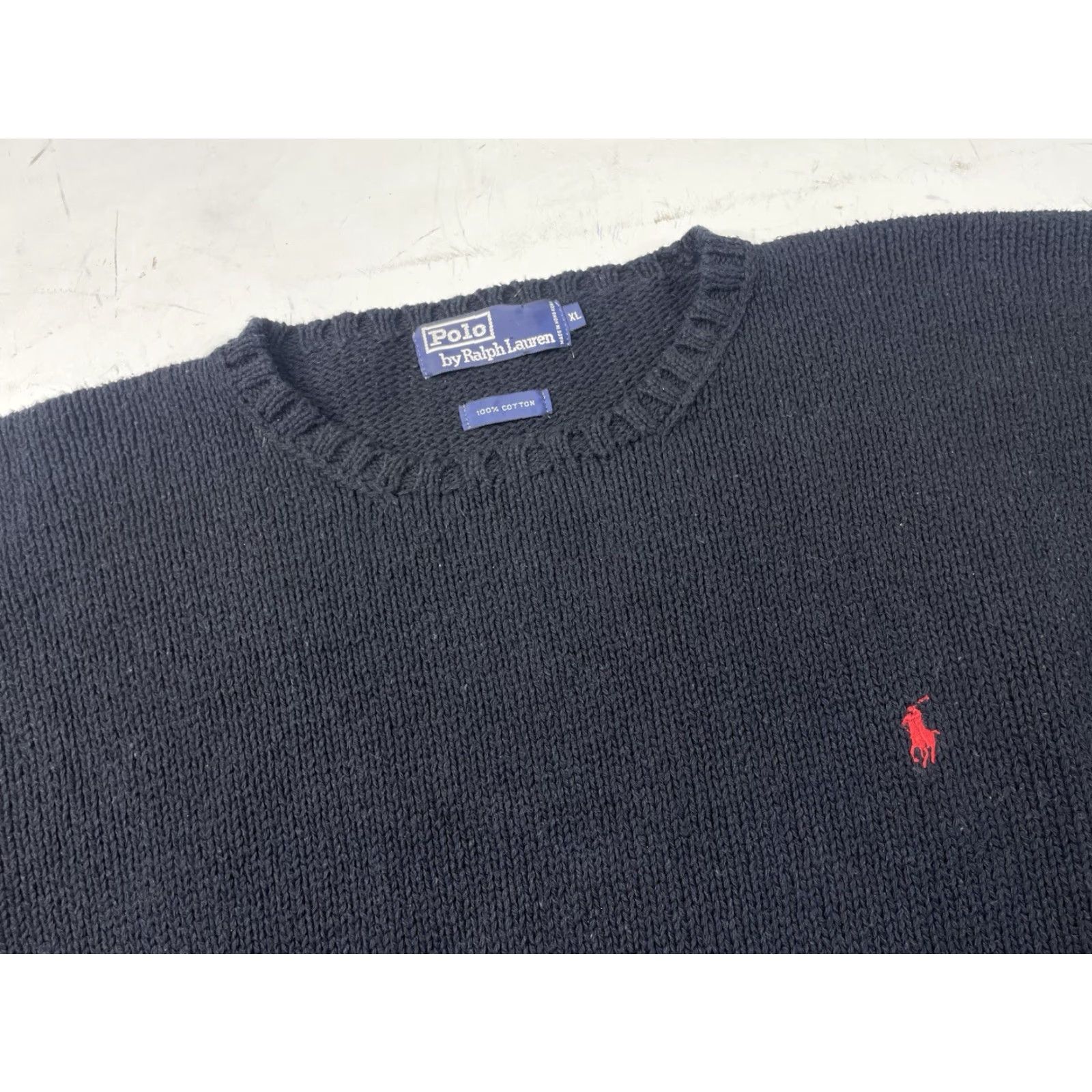 Polo Ralph Lauren VINTAGE Polo Ralph Lauren Crewneck Knit Sweater Mens XL Black Cotton Pullover Size US XL / EU 56 / 4 - 2 Thumbnail
