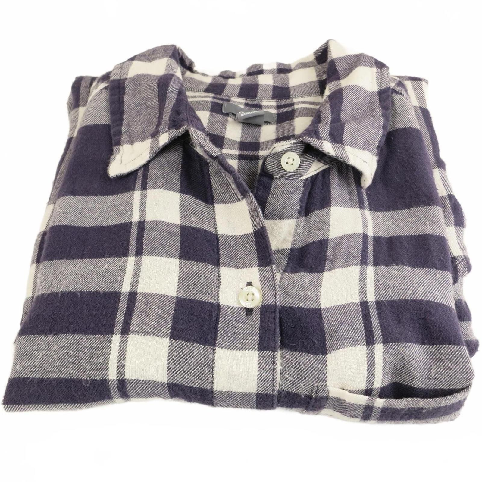 Other Aerie Navy/Purple and White Plaid Button-Up Flannel Shirt XS Size XS / US 0-2 / IT 36-38 - 1 Thumbnail