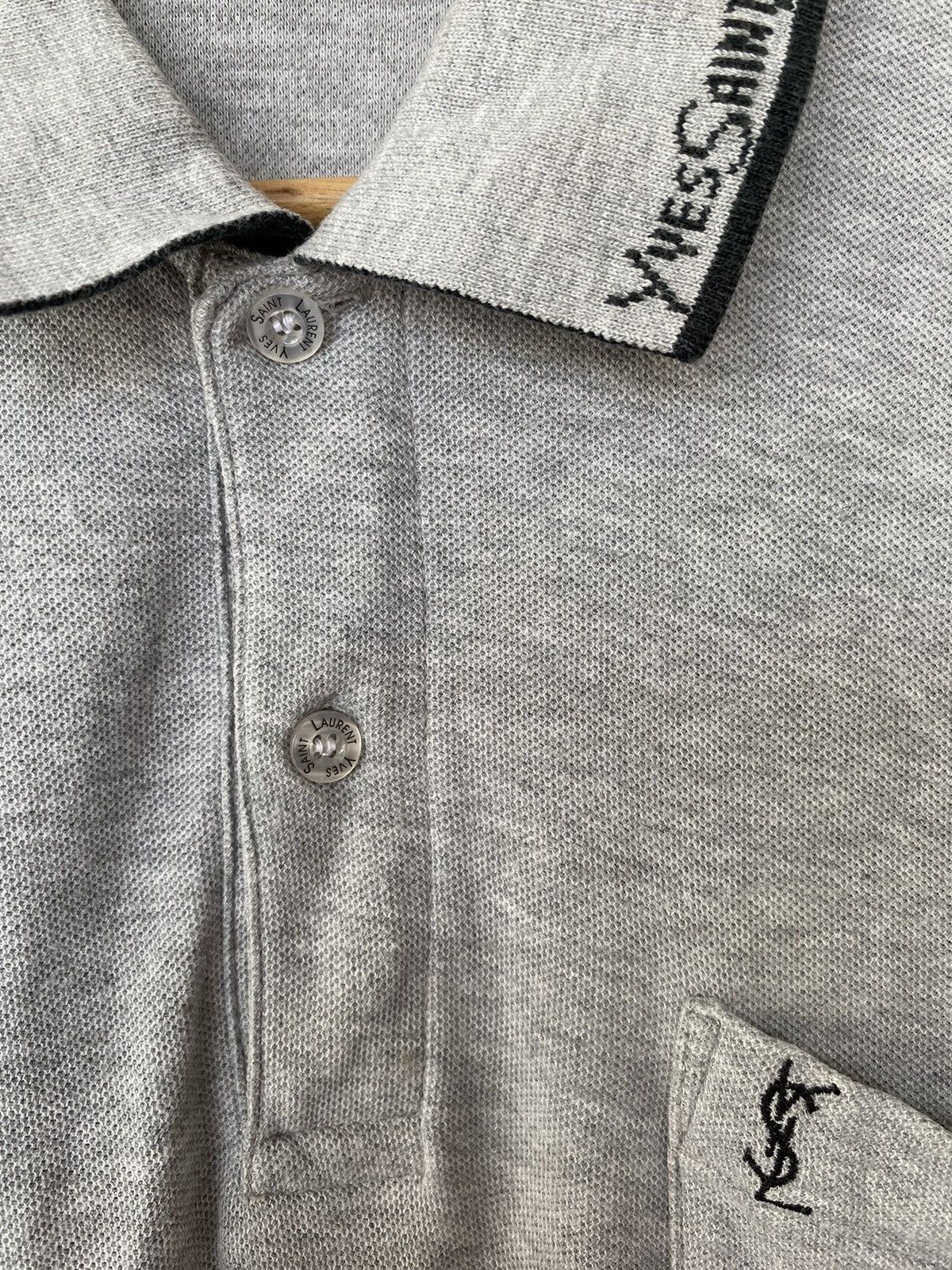 Yves Saint Laurent Yves Saint Laurent Grey Logo Collar Polo Size US S / EU 44-46 / 1 - 8 Thumbnail