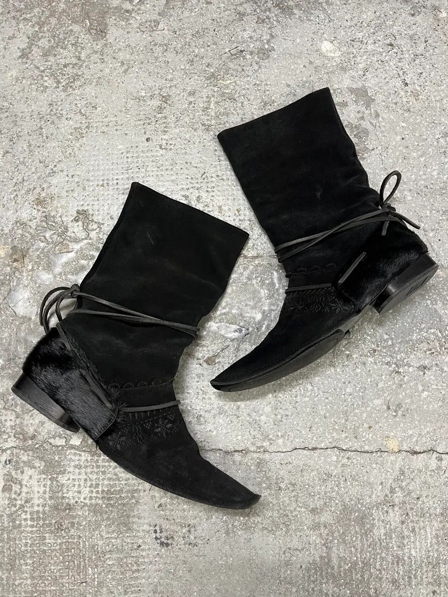 Marithe + Francois Girbaud Marithé + François Girbaud Black Ankle Suede Leather Pony Hair Boots Size US 6.5 / IT 36.5 - 1 Thumbnail