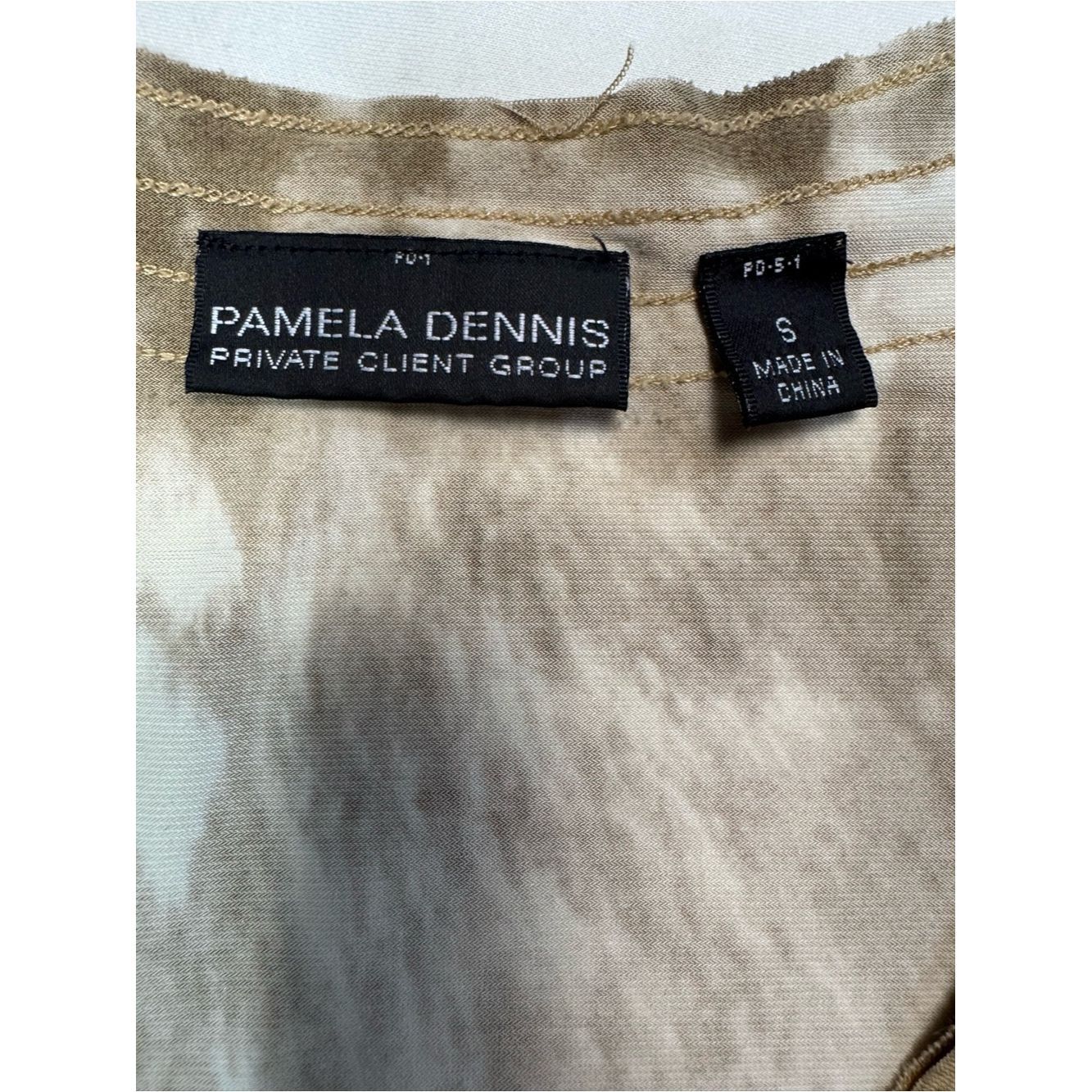 Other Pamela Dennis Brown Cream Printed Long Sleeve Faux-Wrap Dre Size S / US 4 / IT 40 - 6 Thumbnail