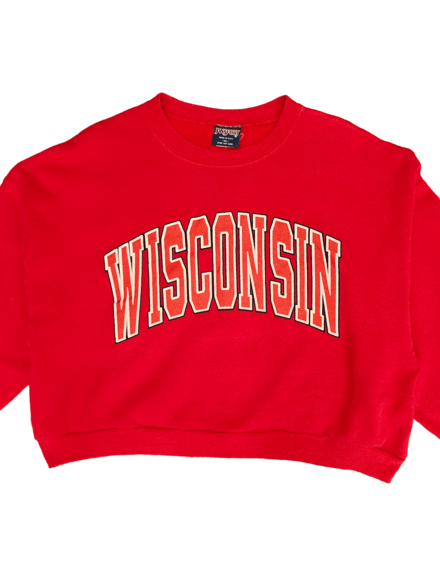 Jansport 1990s Jansport Wisconsin University Cropped Sweatshirt Size US XL / EU 56 / 4 - 2 Thumbnail