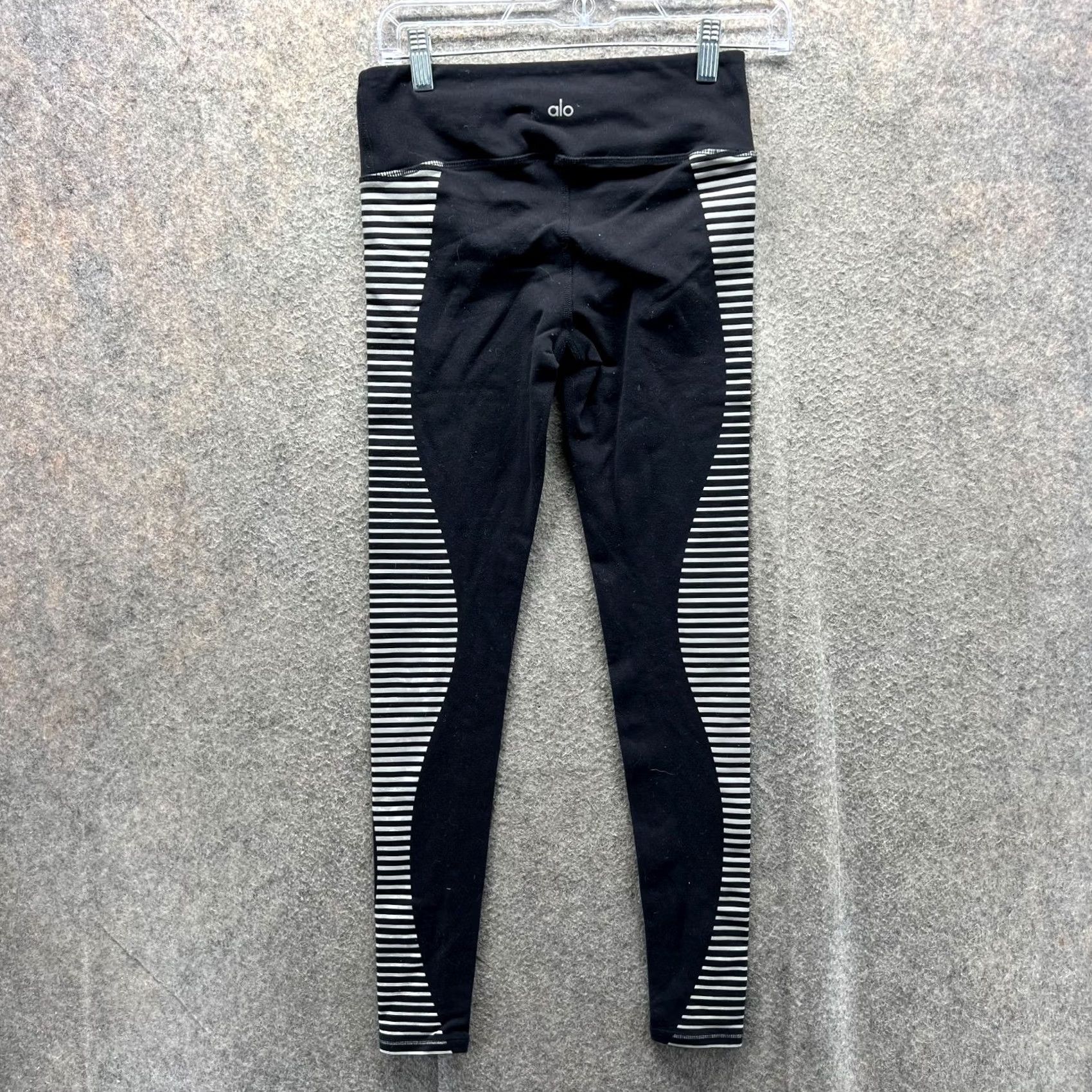 Alo Alo Leggings Women XS Black White Striped High Rise Activewear Yoga Pants Gym Shirt? Size 26" / US 2 / IT 38 - 2 Thumbnail