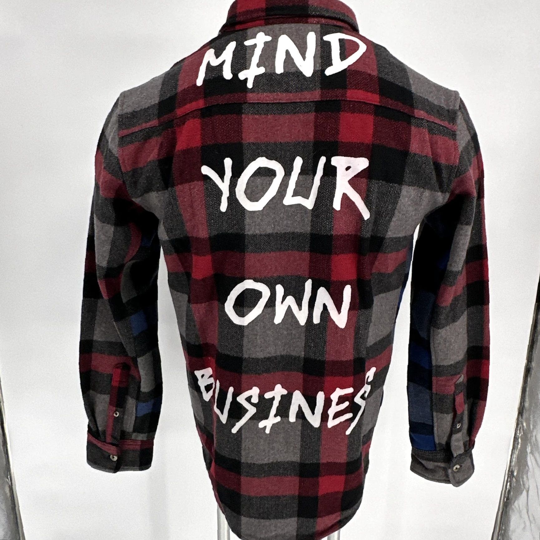 Reason Reason Shirt Mens Large Multicolor Red Plaid Mind Your Own Business Graphic Back Streetwear Button-Up Short Description Not Included Size US L / EU 52-54 / 3 - 3 Thumbnail