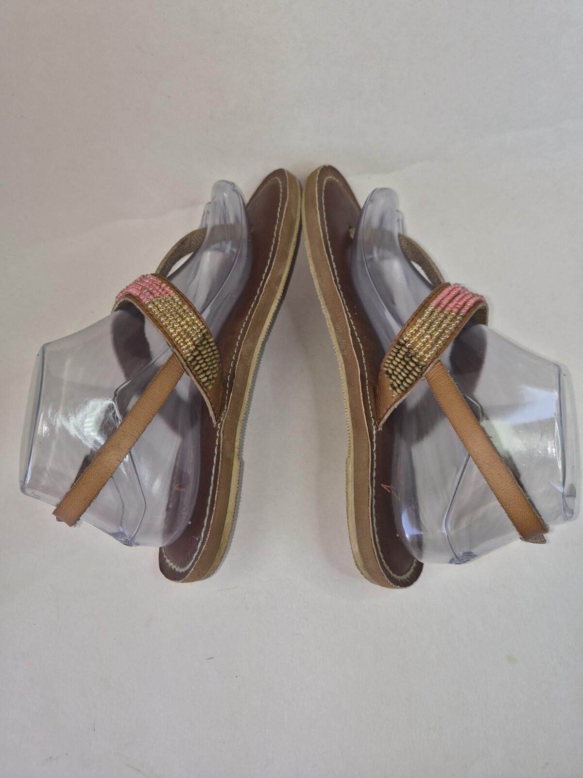 Other Blue Fin Womens Lori Tan Thong Beads Sandals Boho Summer Sz8 Size US 8 / IT 38 - 4 Thumbnail
