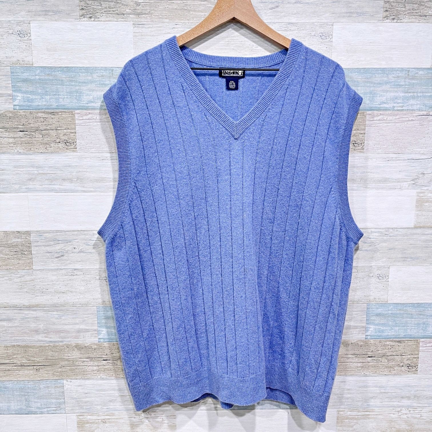 Lands' End Lands End Ribbed 100% Cashmere Sweater Blue V Neck XXL Size US XXL / EU 58 / 5 - 1 Thumbnail