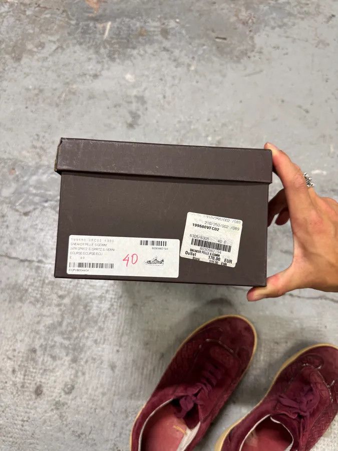 Bottega Veneta × Vintage Bottega Veneta Intrecciato Woven Suede Bordeaux Leather Low Sneakers Size US 7 / EU 40 - 9 Thumbnail