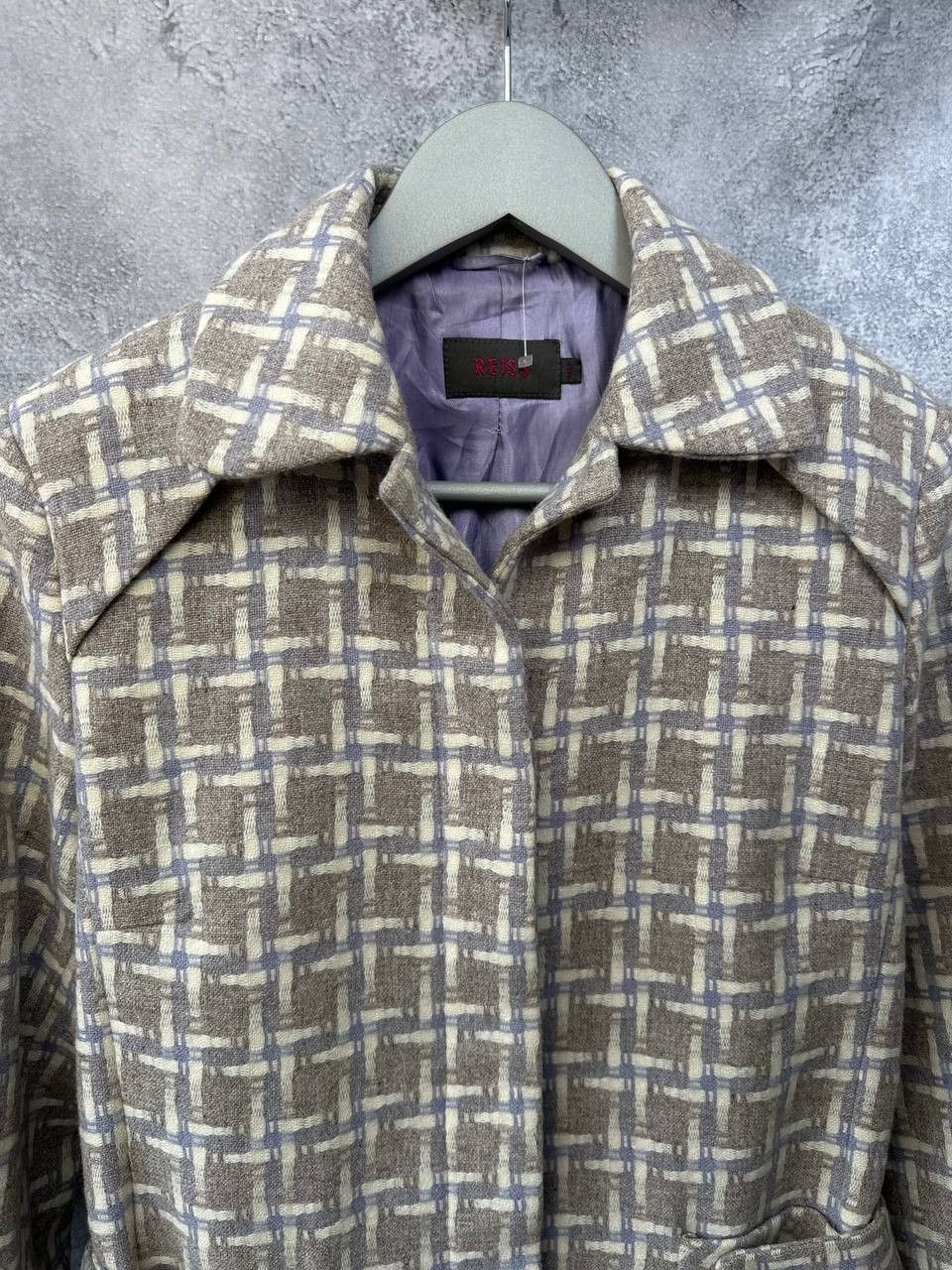 Reiss Reiss Coat 100% Wool Beige & White Geometric Lined Size S / US 4 / IT 40 - 5 Thumbnail