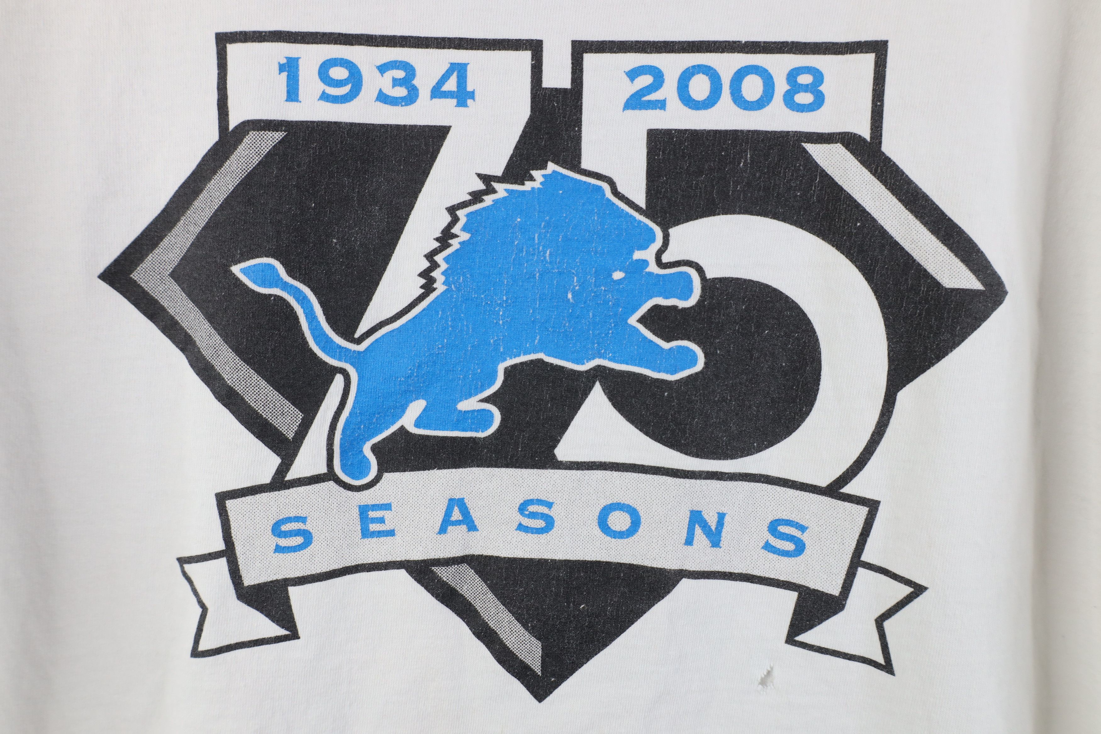 Vintage Vintage Y2K 2008 75 Seasons Detroit Lions Football T-Shirt Size US XL / EU 56 / 4 - 4 Thumbnail