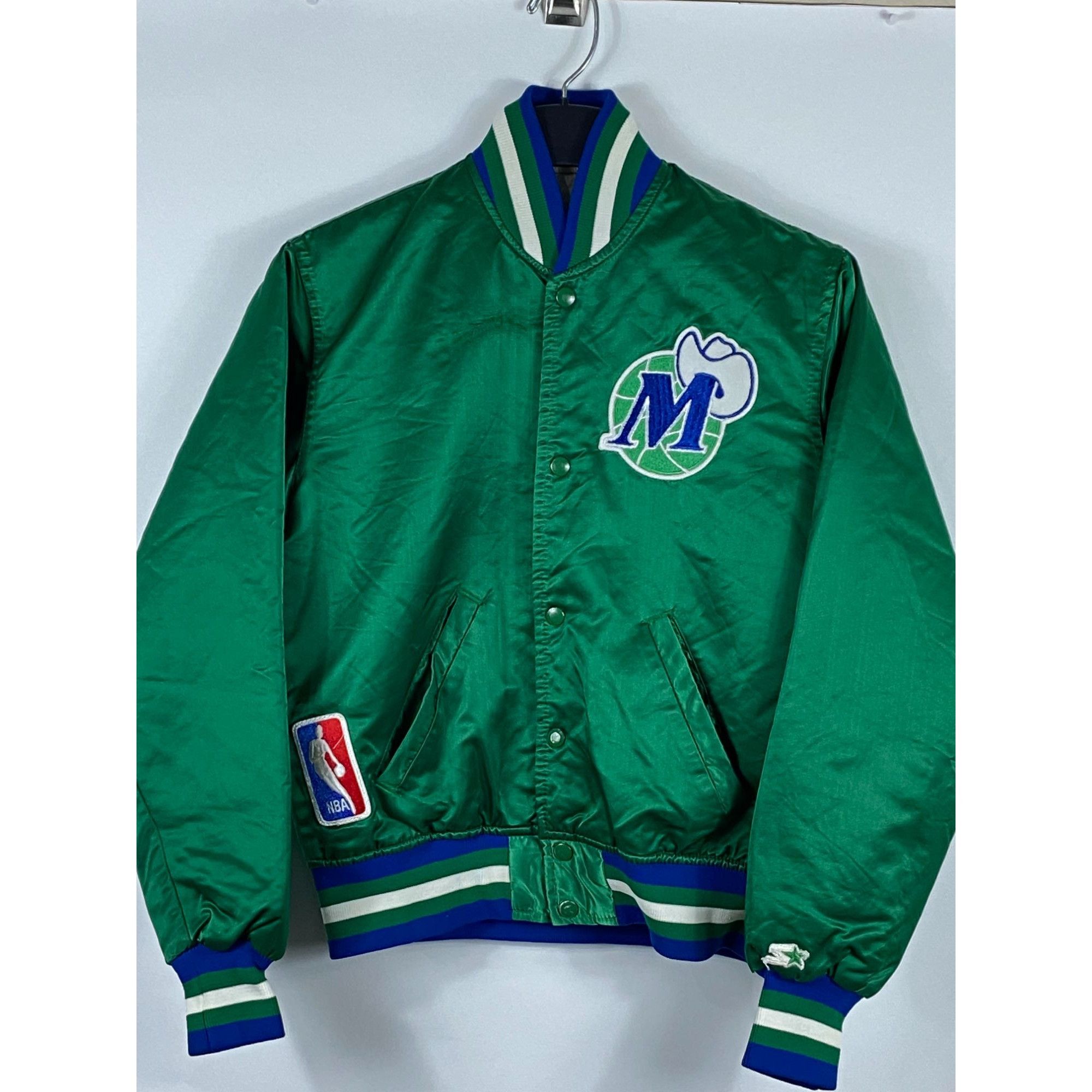 image of Vntg Starter Nba Dallas Mavericks Varsity Jacket Green, Men's (Size Small)