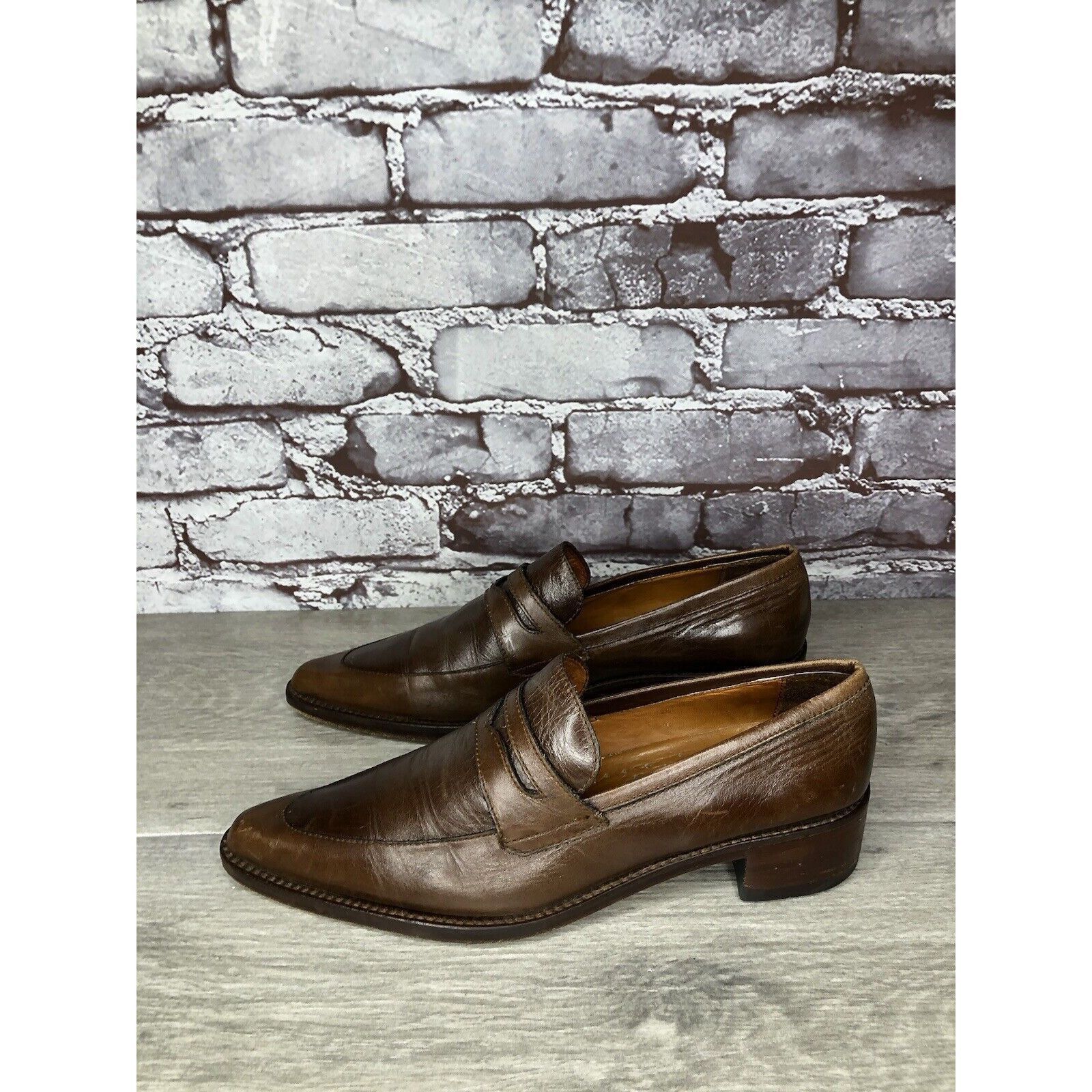 Other Elisheba Brown Leather Penny Loafer Pointed Toe Heel Shoes W Size US 6.5 / IT 36.5 - 15 Thumbnail