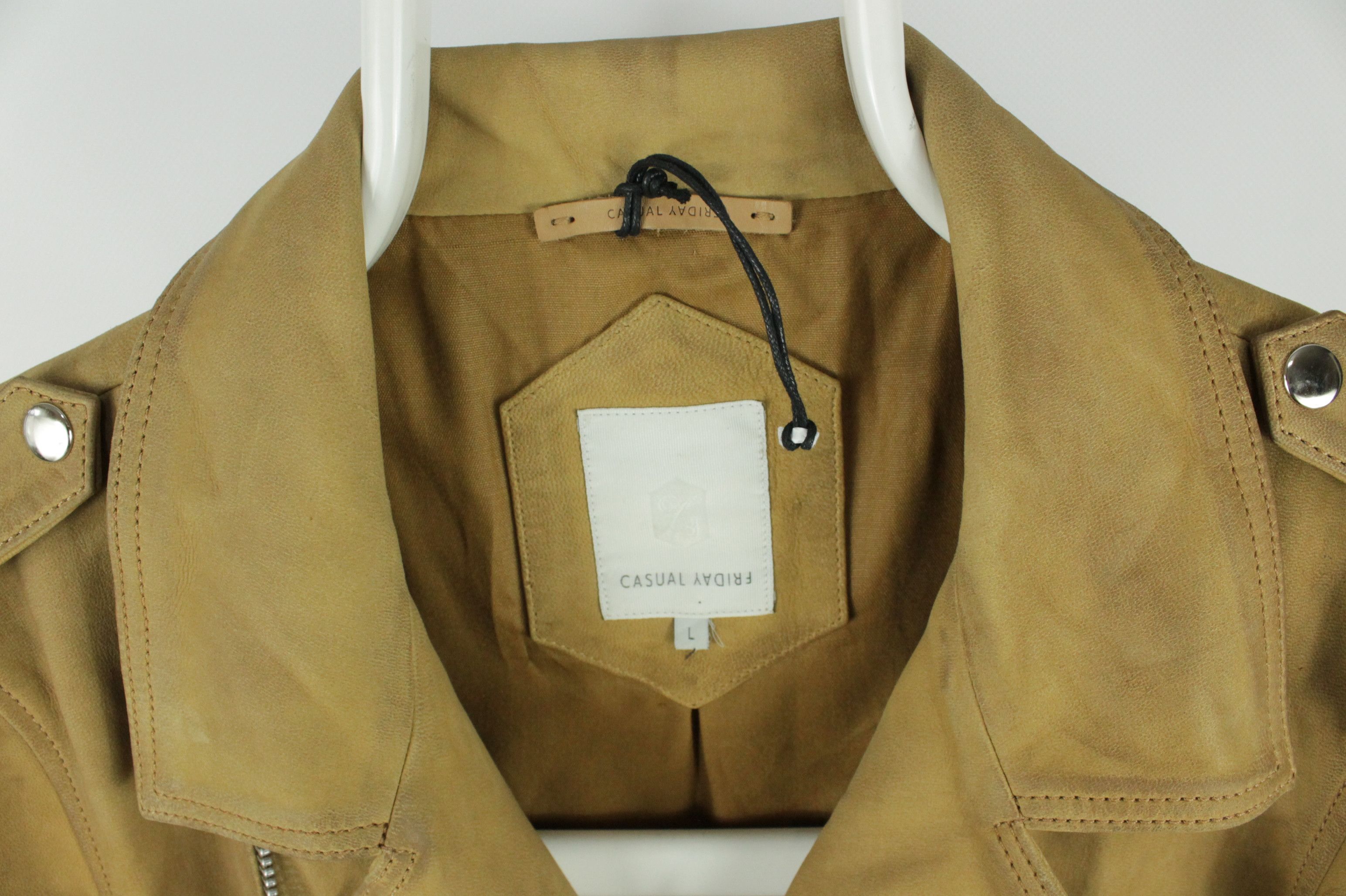 Genuine Leather Casual Friday Biker Jacket In Tan Leather Size US L / EU 52-54 / 3 - 7 Thumbnail