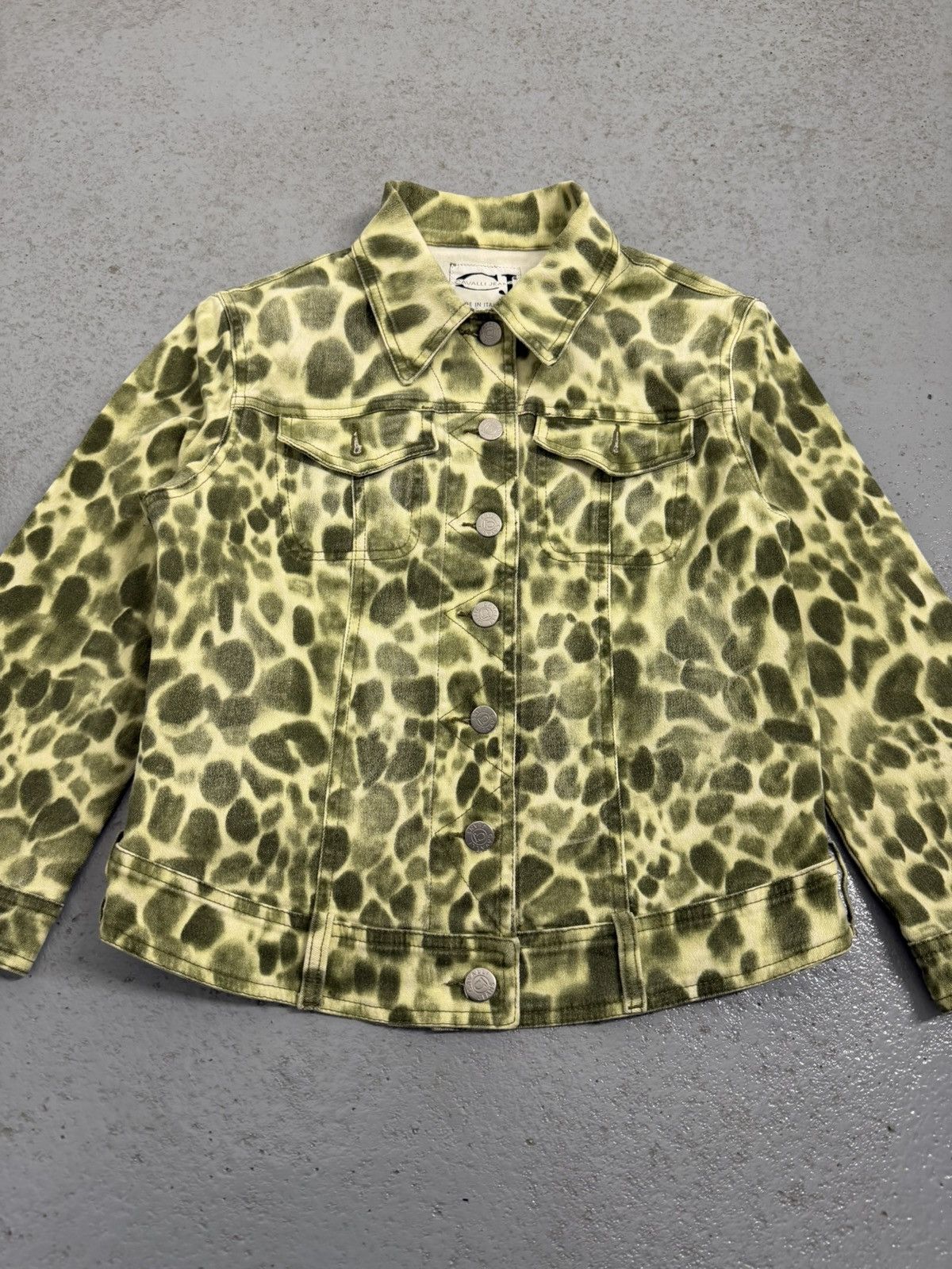 Just Cavalli Cavalli Jeans Green Leopard Overprinted Jacket Size M / US 6-8 / IT 42-44 - 4 Thumbnail