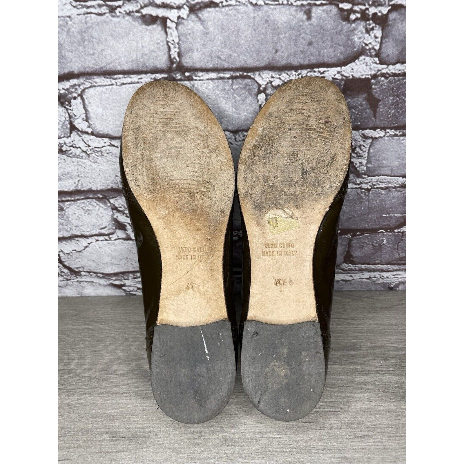 Toscano Calzoleria Toscana Brown Patent Leather Wingtip Ballet Flats Size US 10 / IT 40 - 20 Thumbnail