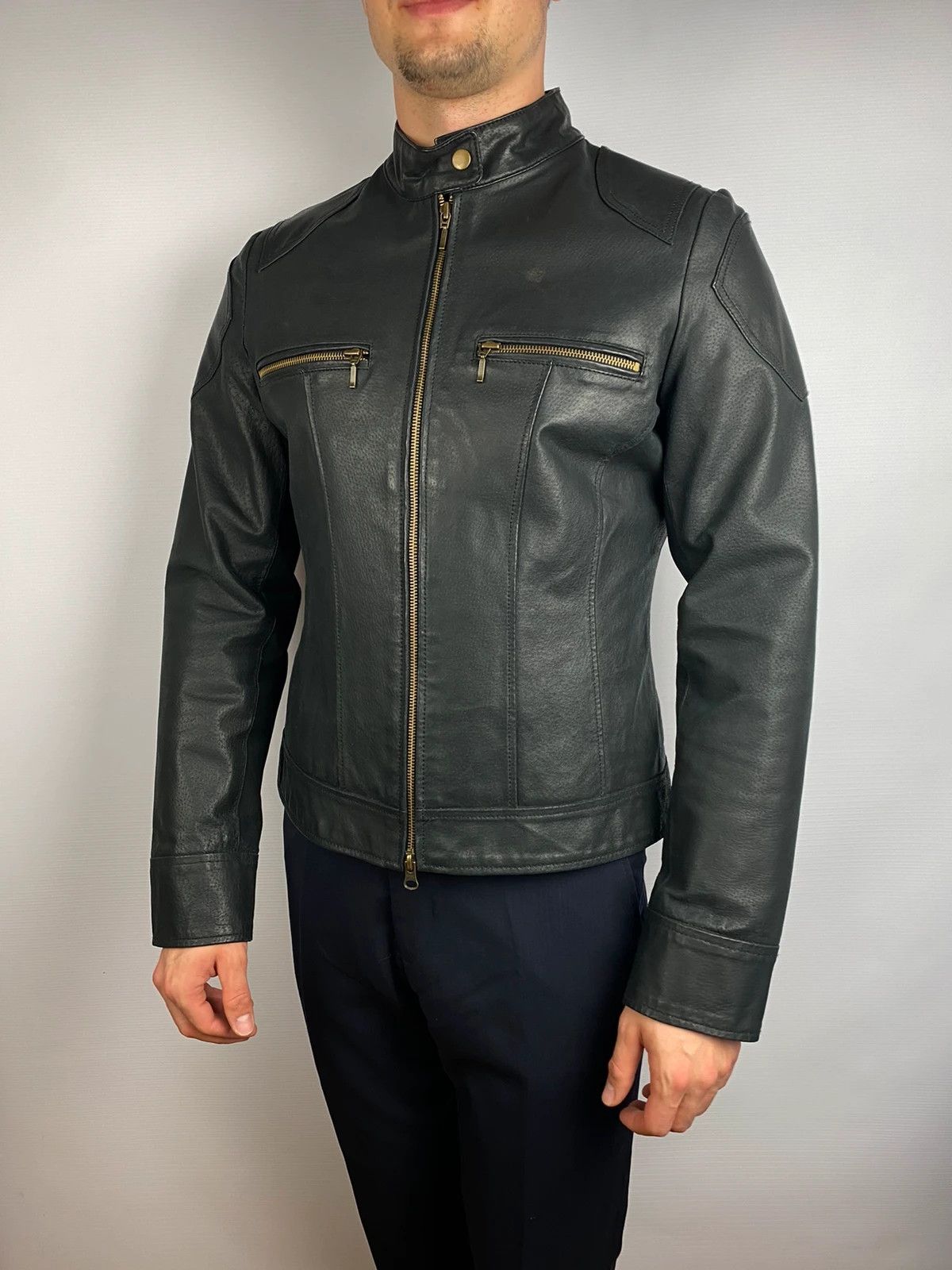Vintage motorcycle leather jacket elegant autumn y2k Size M / US 6-8 / IT 42-44 - 2 Thumbnail