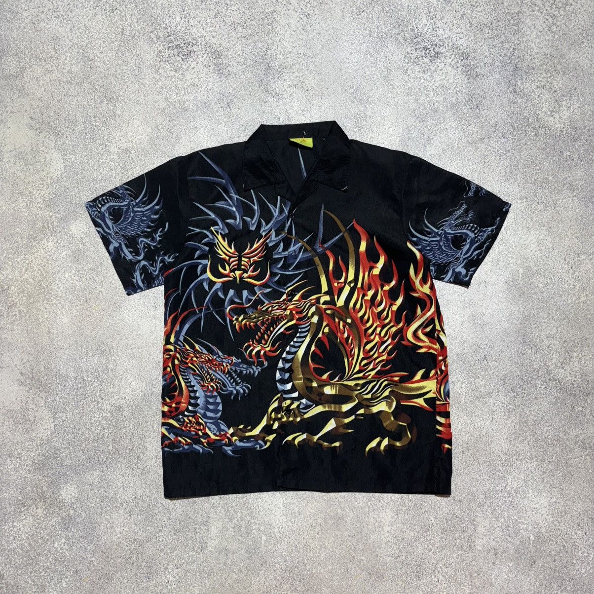 Vintage Vintage 80s Japanese Dragon flame hawaiian shirt Mens size L Size US L / EU 52-54 / 3 - 1 Thumbnail