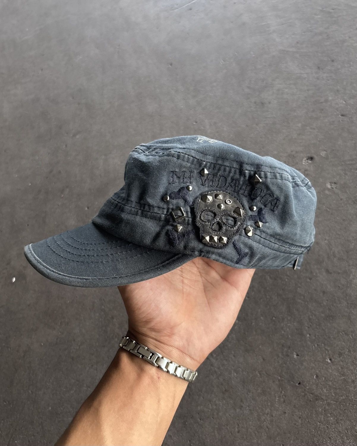 If Six Was Nine × Japanese Brand × Le Grande Bleu (L.G.B.) 2000s Skull Studed Cadet Hat Japan Size ONE SIZE - 3 Thumbnail