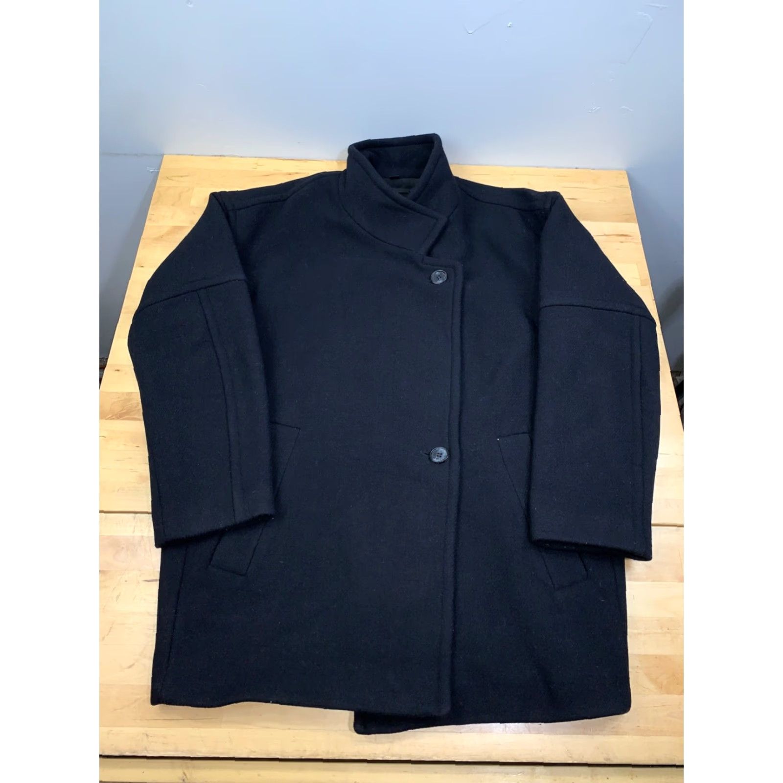 Allsaints AllSaints Coat Womens 6 Black Wool Blend Overcoat Meade Torto City Designer Italian Size M / US 6-8 / IT 42-44 - 2 Thumbnail