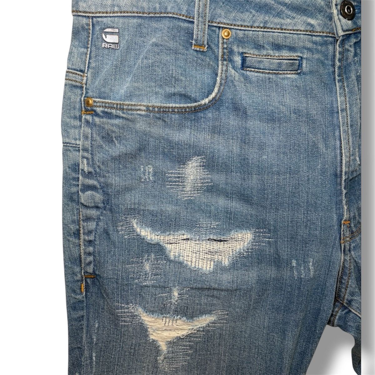 G-Star G-Star RAW D-Staq 3D Slim Jeans 36x32 Distressed 40" Waist Size US 36 / EU 52 - 3 Thumbnail