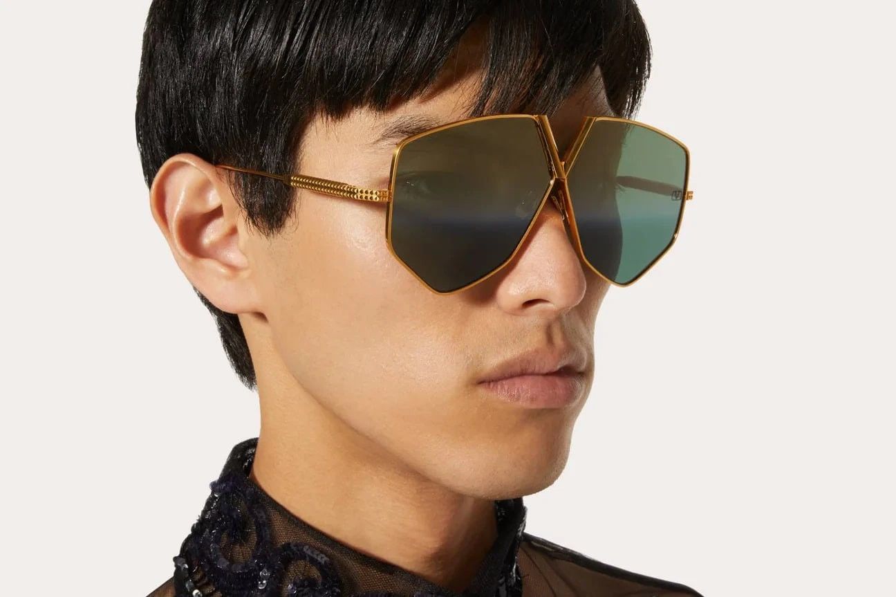 Valentino VALENTINO V HEXAGON VLS115 Gold Titanium Gray Mask VLS 115A Size ONE SIZE - 10 Thumbnail
