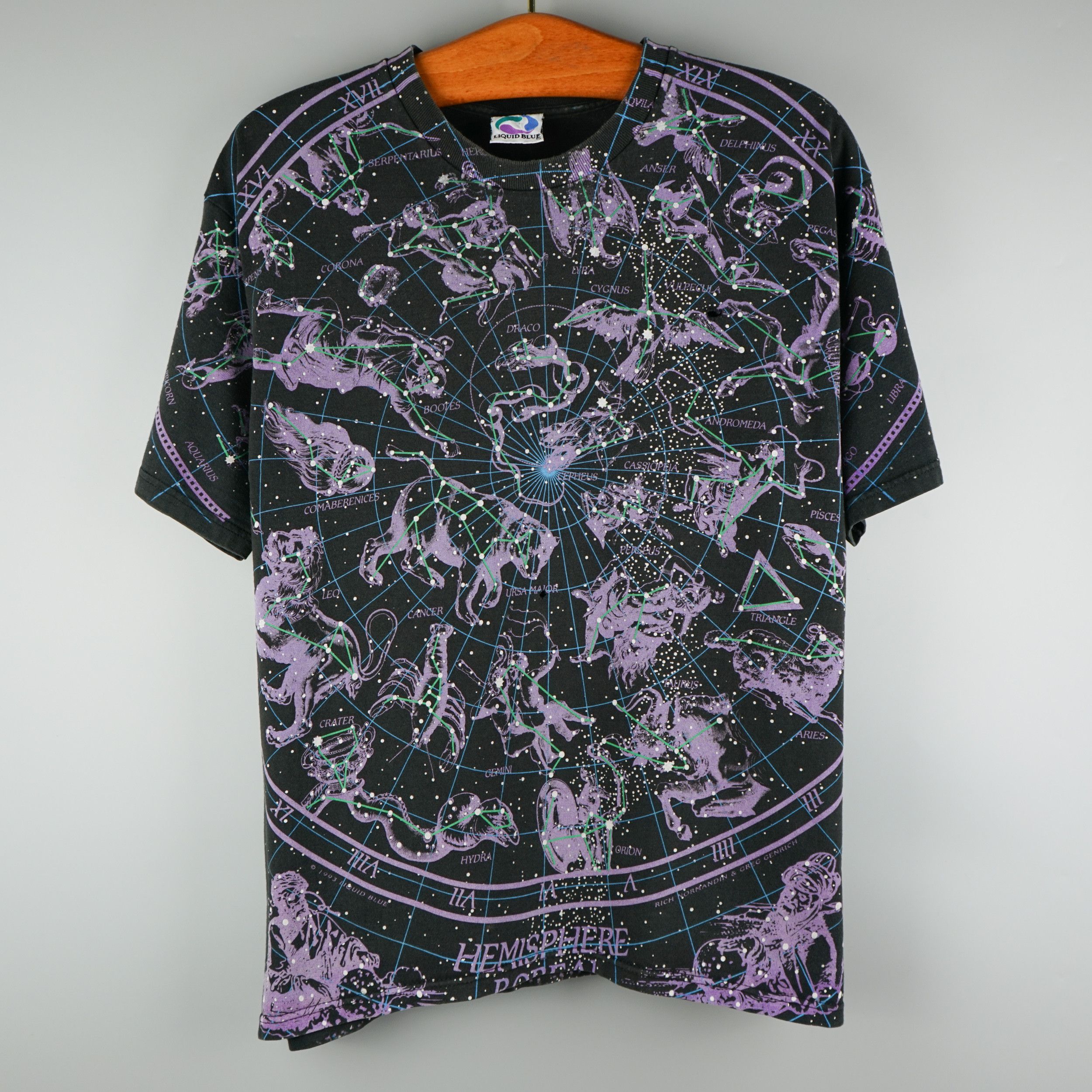 image of Arts Science x Liquid Blue Vintage 1993 Liquid Blue Constellations Astrology T-Shirt in Black (Size