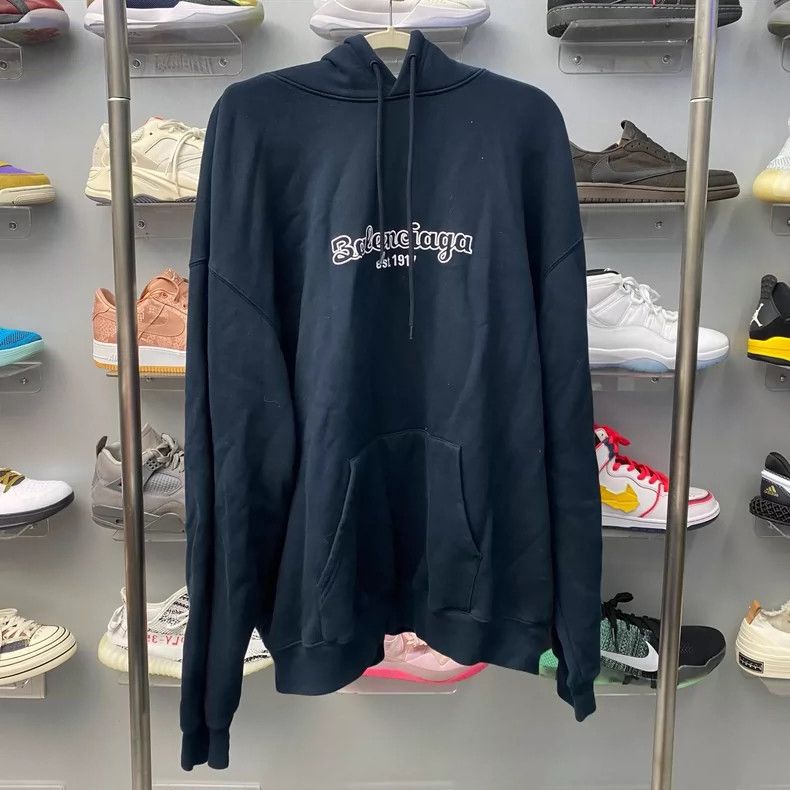 Balenciaga Balenciaga Logo Printed Cotton Hoodie Sweatshirt, Men's, B Size US XL / EU 56 / 4 - 1 Thumbnail