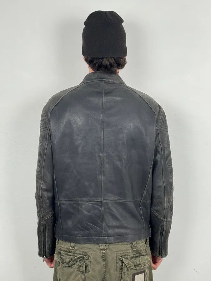 Hugo Boss Hugo Boss Dark Grey Leather Blouson Padded Moto Jacket Size US L / EU 52-54 / 3 - 3 Thumbnail