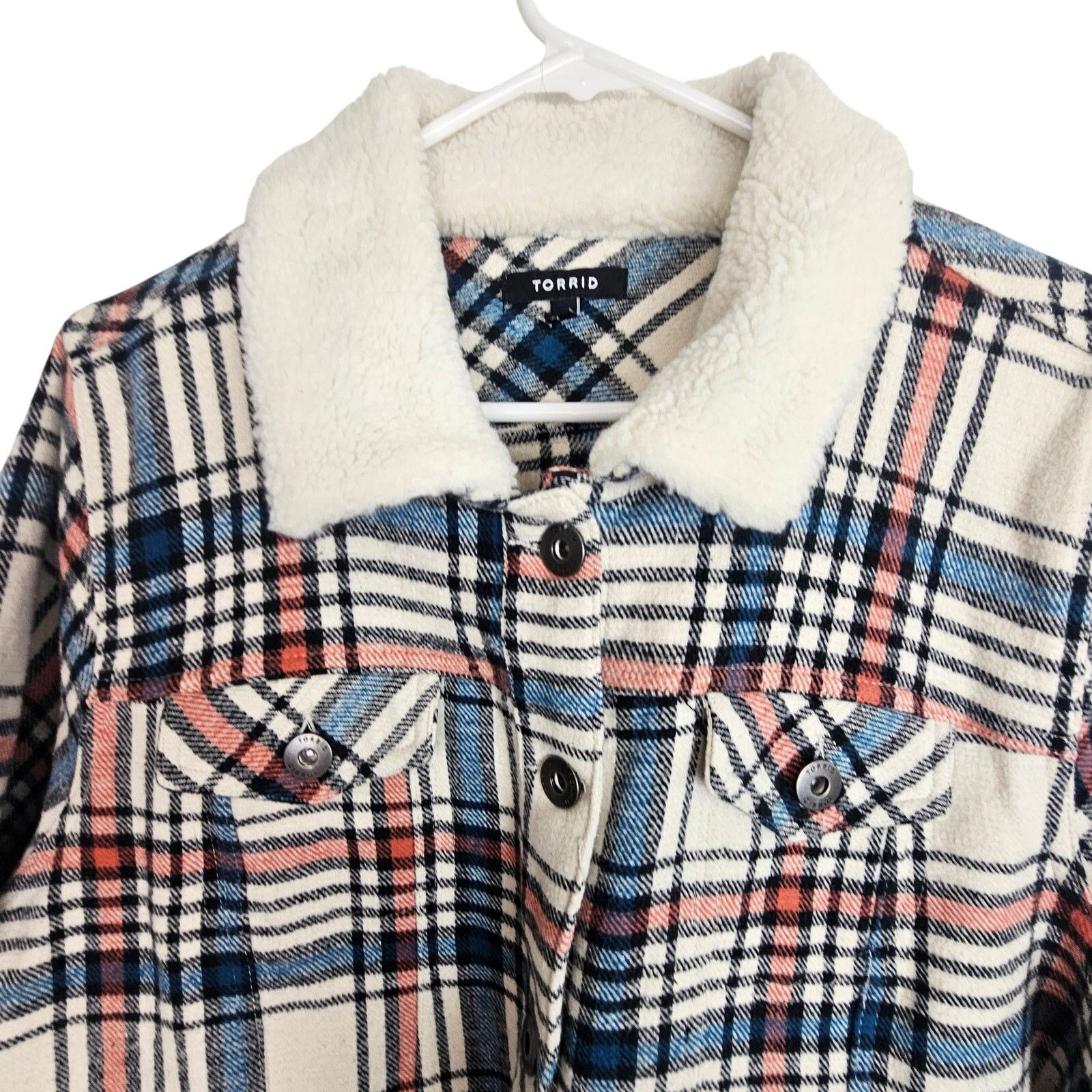 Torrid Torrid Womens Plaid Sherpa Collar Trucker Jacket Plus Sz 2X Size XXL / US 16-18 / IT 52-54 - 2 Thumbnail