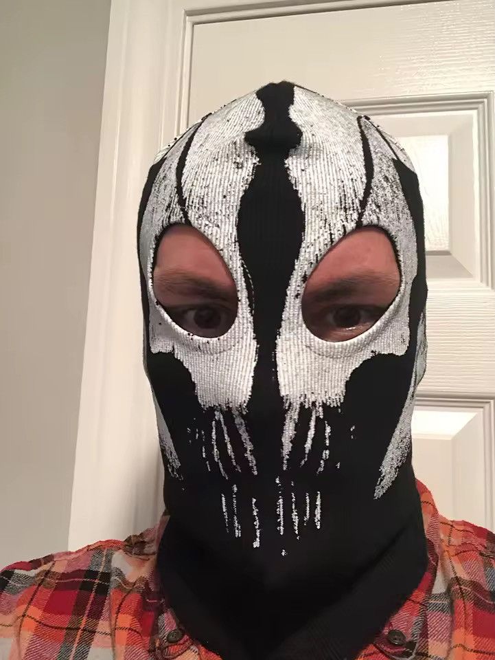 Japanese Brand Gothic Punk Ghost Print Skull Balaclava Outdoor Hat Size ONE SIZE - 3 Thumbnail