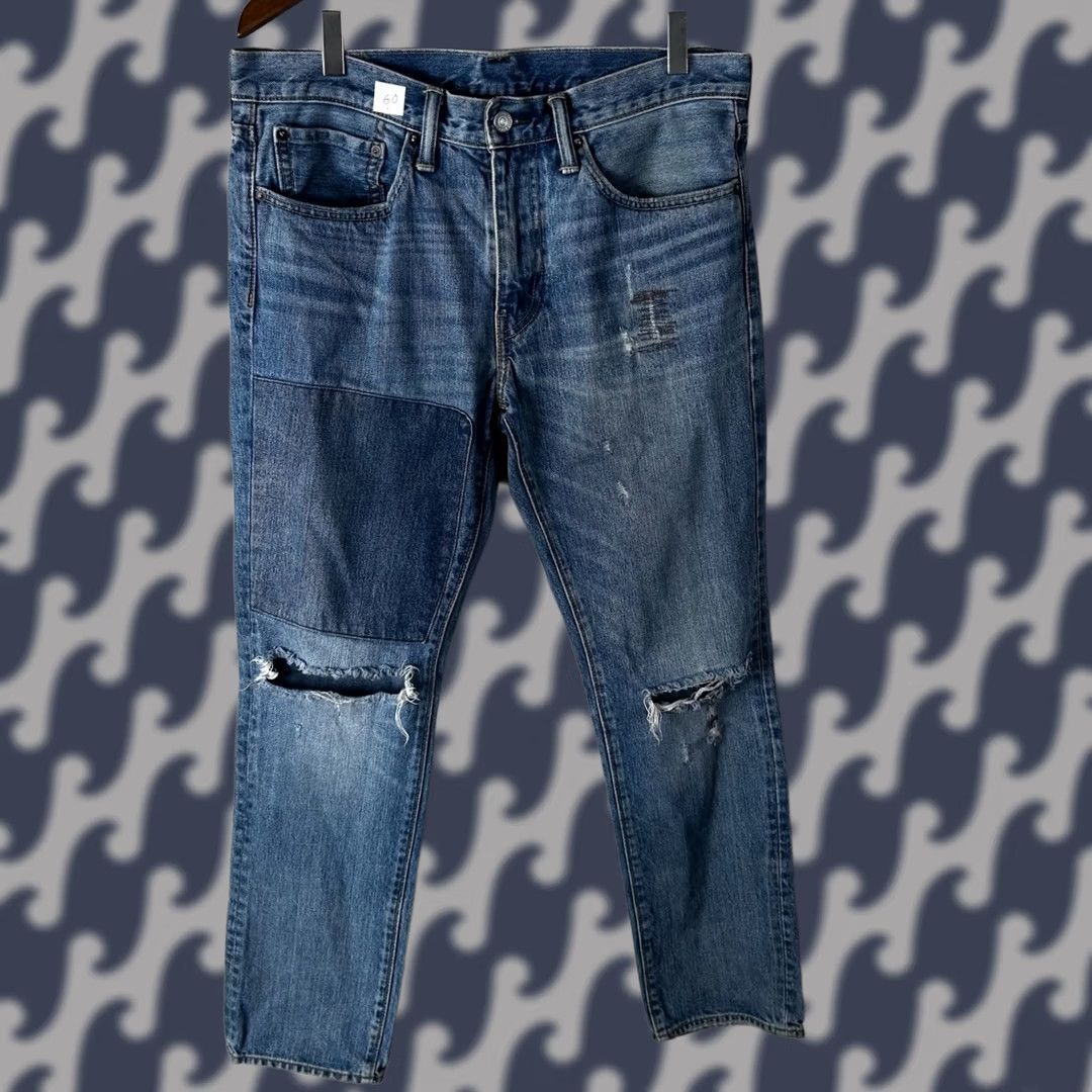 Levi's Levi's 511 Slim Fit Jeans Distressed Patchwork Blue Mens 34x31 Slim Straight Denim Distressed Pockets Patch Repair Size US 34 / EU 50 - 1 Thumbnail