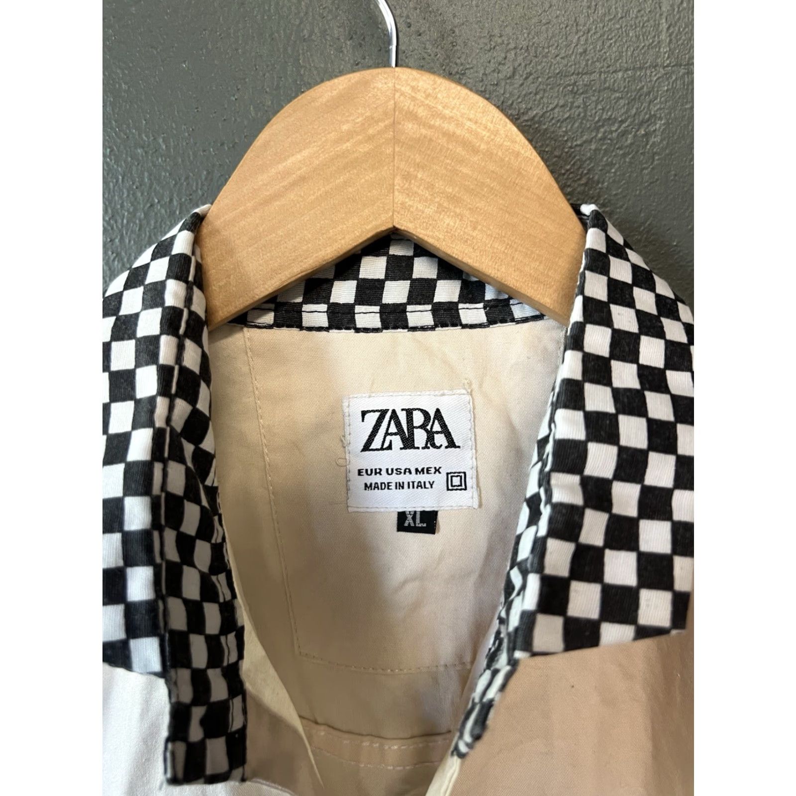 Zara Zara Shirt Womens White Long Sleeve Button-Up XL Checkered Outline Size XL Size XL / US 12-14 / IT 48-50 - 3 Thumbnail