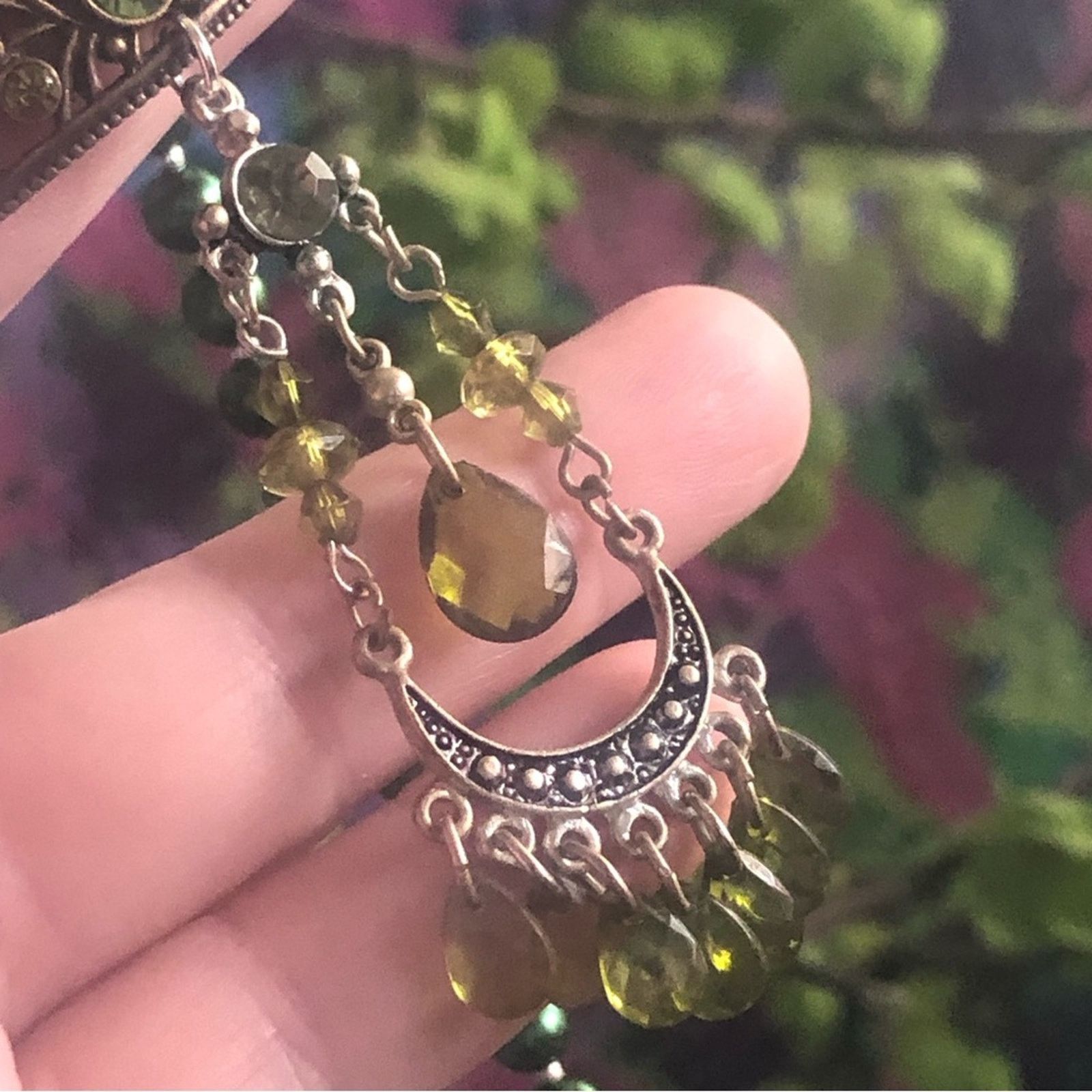 Handmade Handcrafted repurpose faceted peridot crystal Pearl necklac Size ONE SIZE - 10 Thumbnail