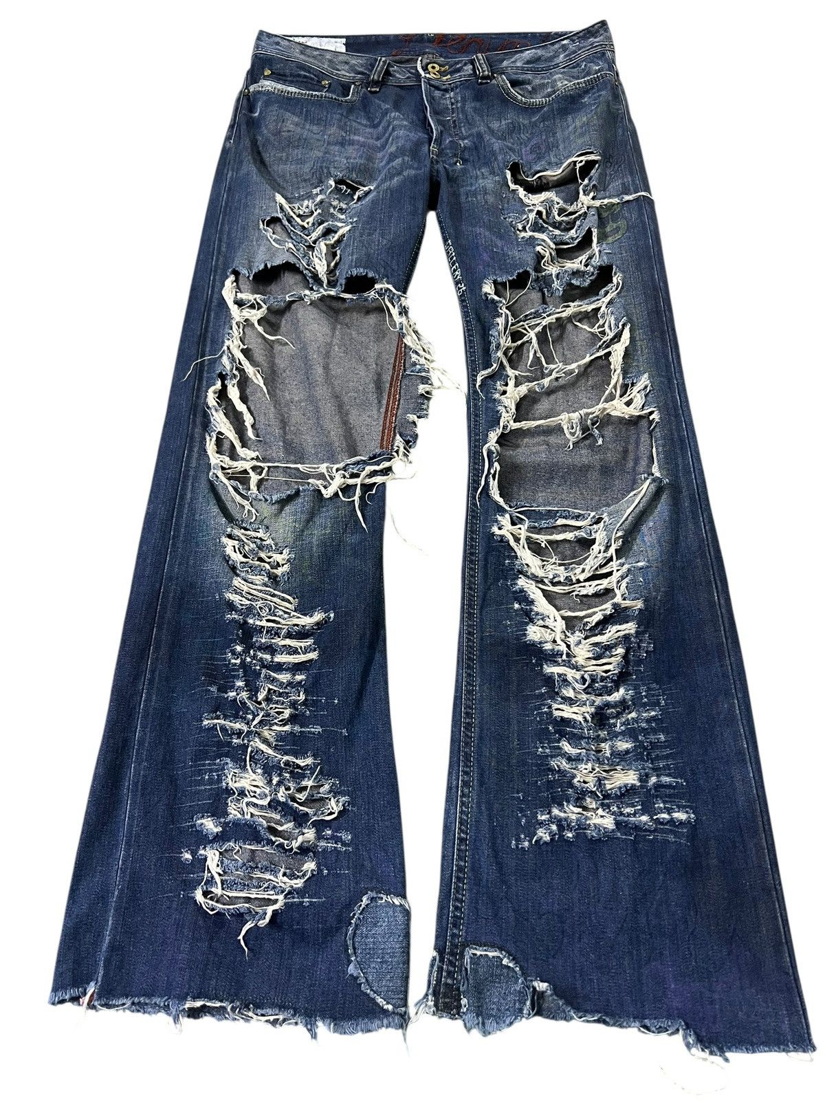 If Six Was Nine Flare Distressed Diesel Denim Gallery Sick Jean Size US 33 - 1 Thumbnail