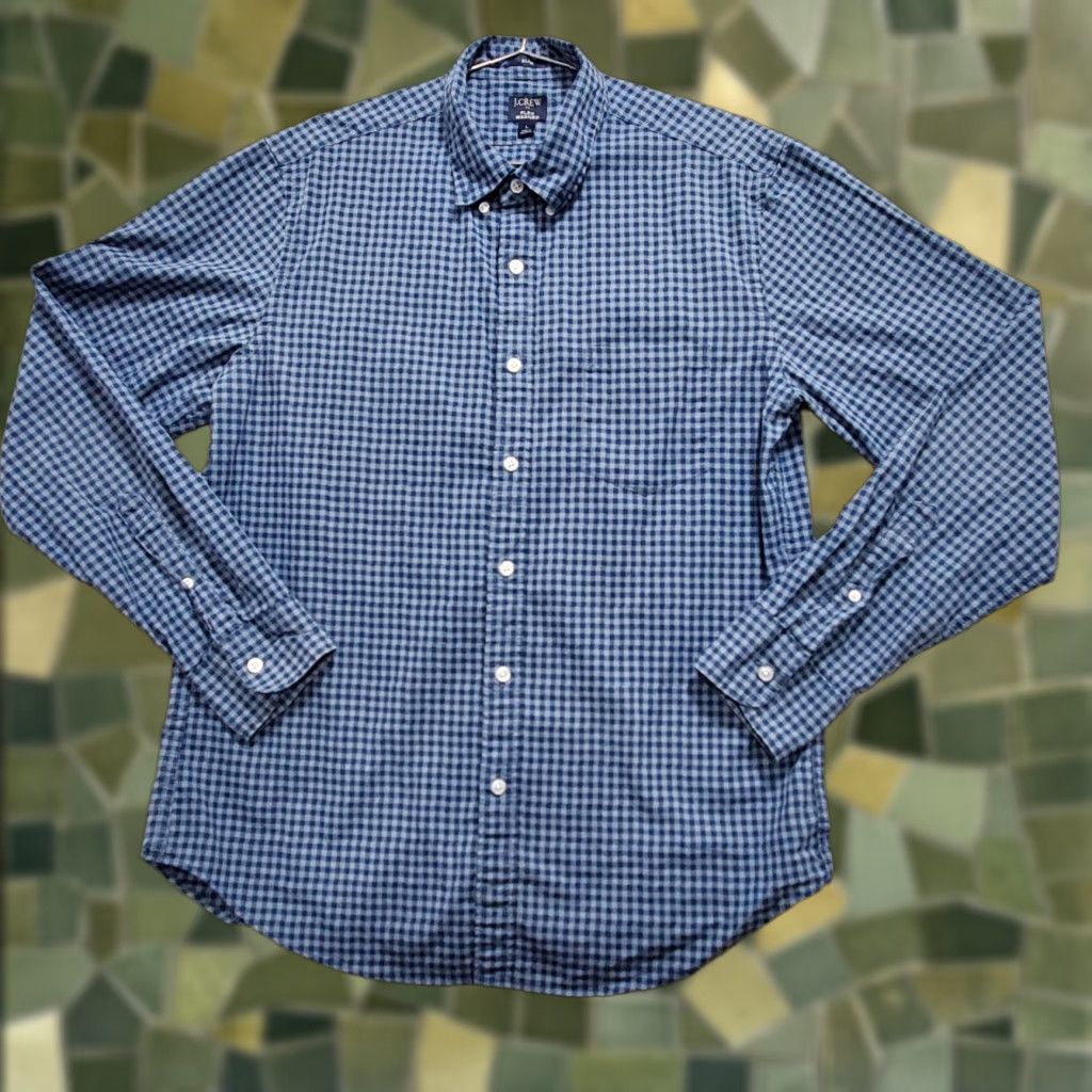J.Crew J.Crew Shirt Men's Large Blue Plaid Stretch Flex Washed Long Sleeve Button-Down Size US L / EU 52-54 / 3 - 1 Thumbnail