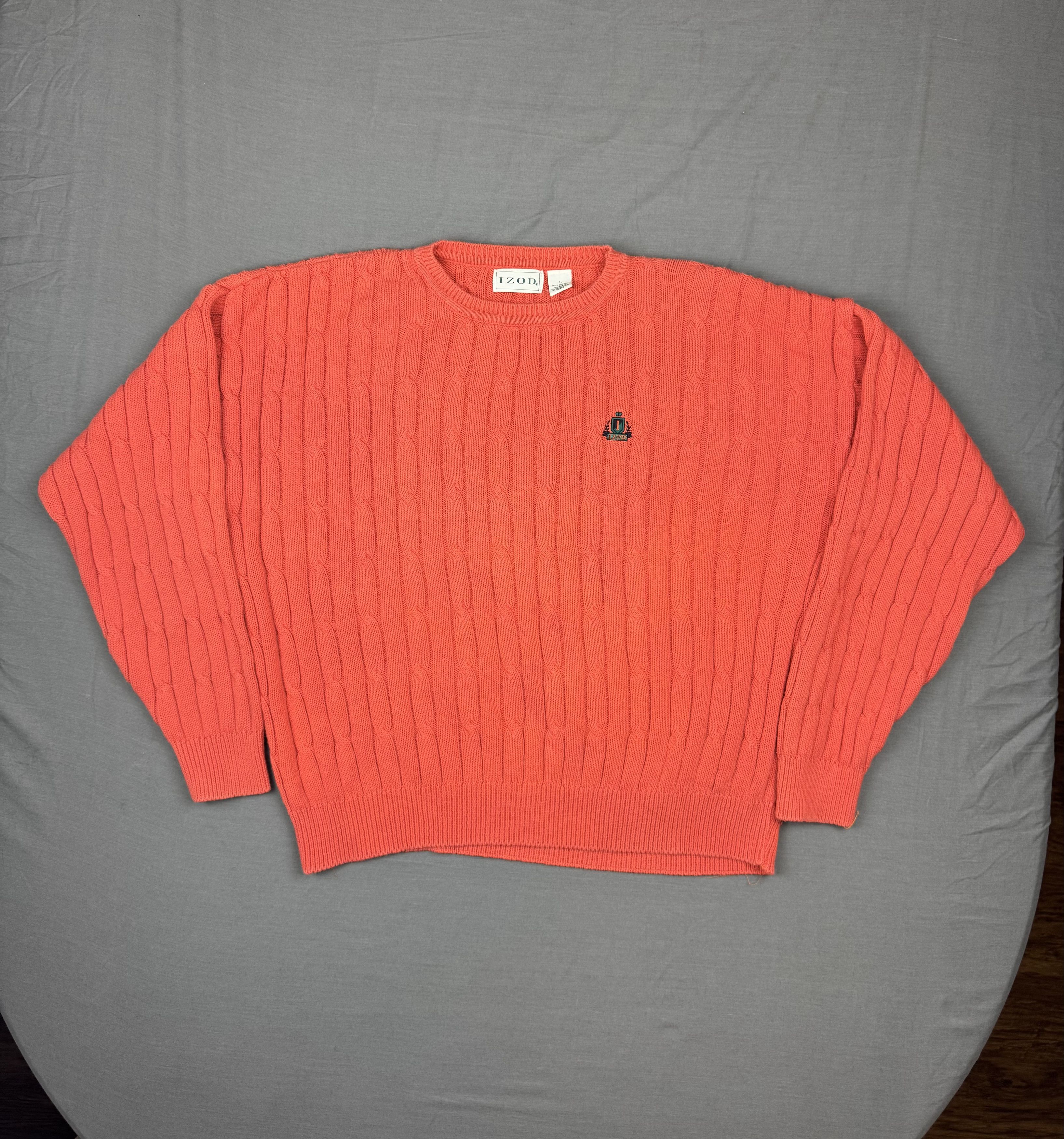 Izod IZOD Sweater Cable Knit Logo Pullover Crewneck Cotton Size US L / EU 52-54 / 3 - 2 Thumbnail