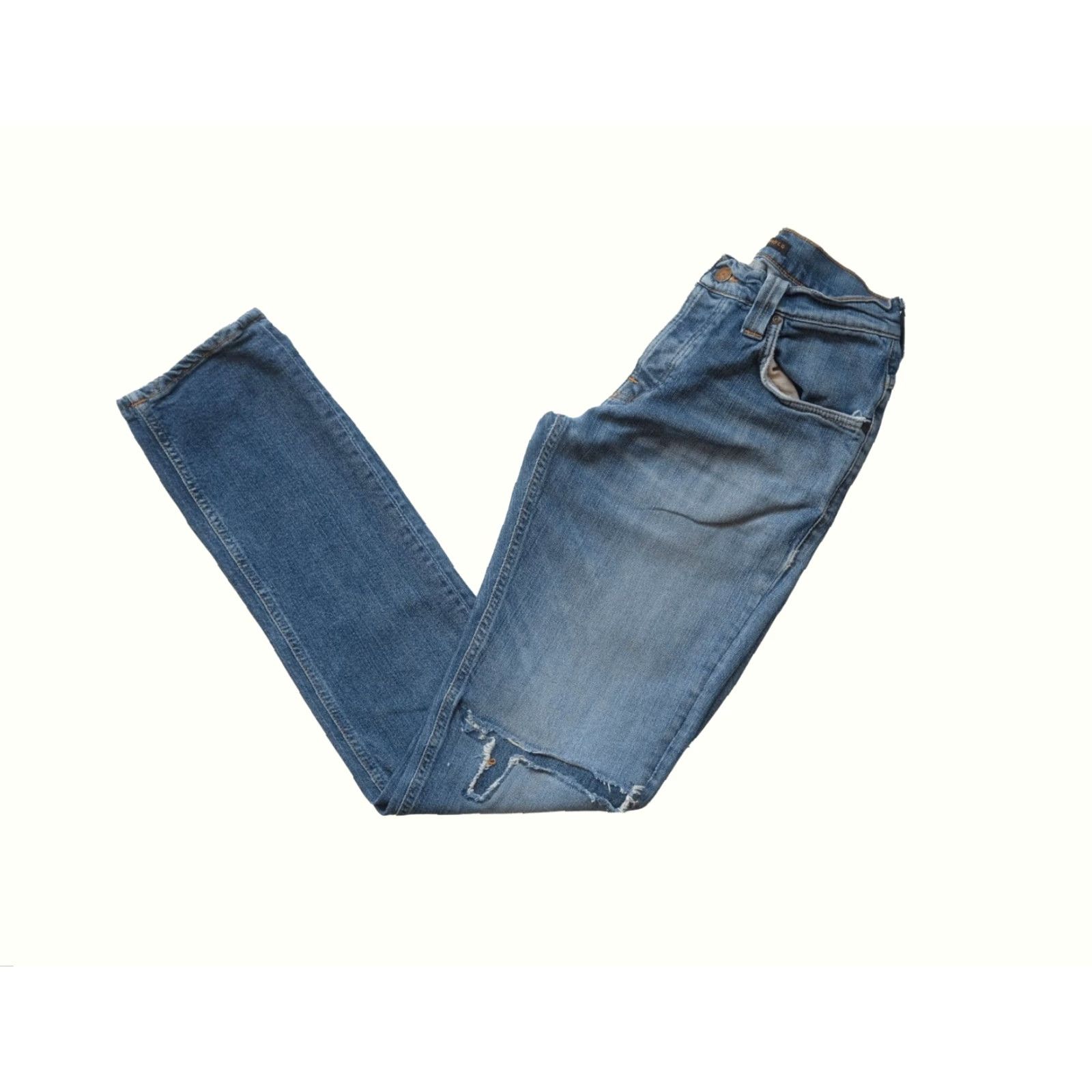 Denime NUDIE DISTRESSED JEANS REPAIRED PATCHED LIGHT BLUE VTG Y2K DENIM MENs SZ 29x34 Jeans Slim Light Blue 90s Mens 28in Waist 33in Inseam Size US 29 - 2 Thumbnail