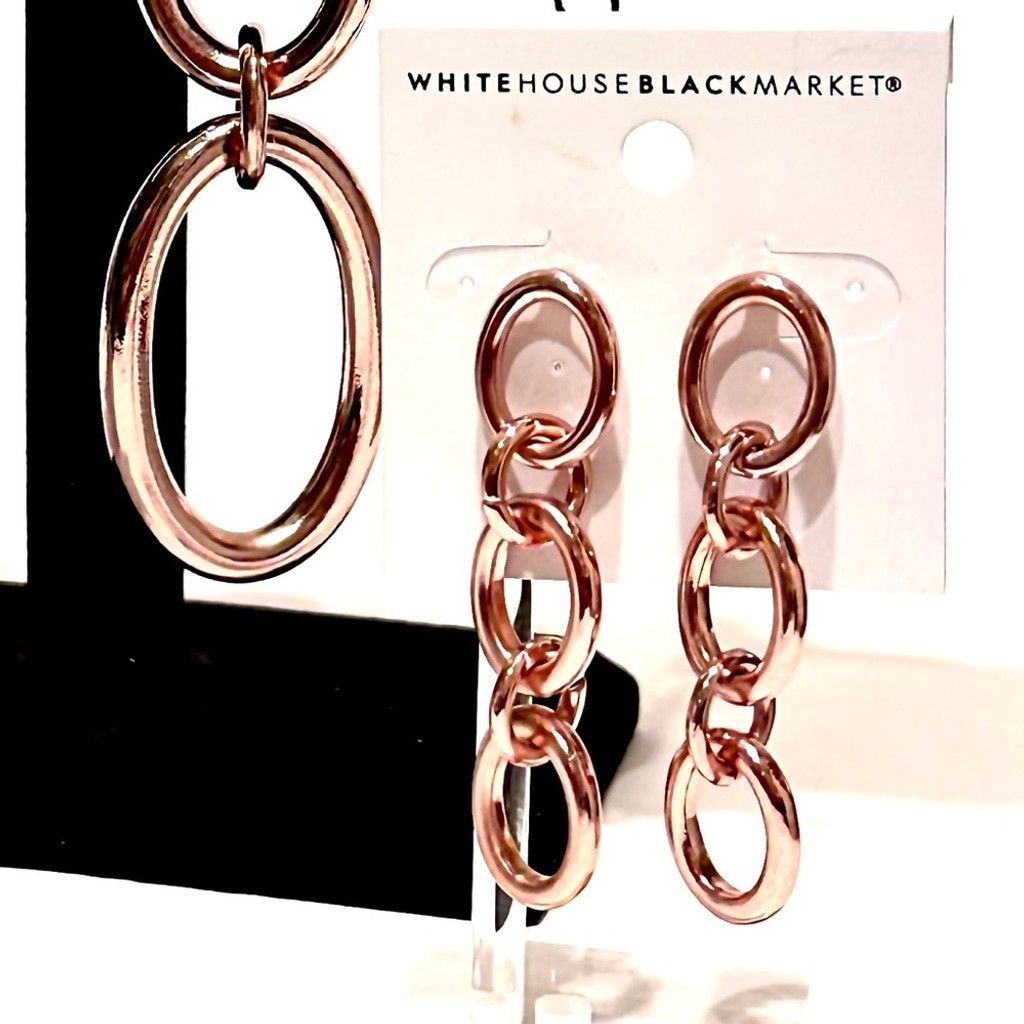 White House Black Market WHBM Rose Gold Oval Link Dangle Earrings NWT Size ONE SIZE - 9 Thumbnail