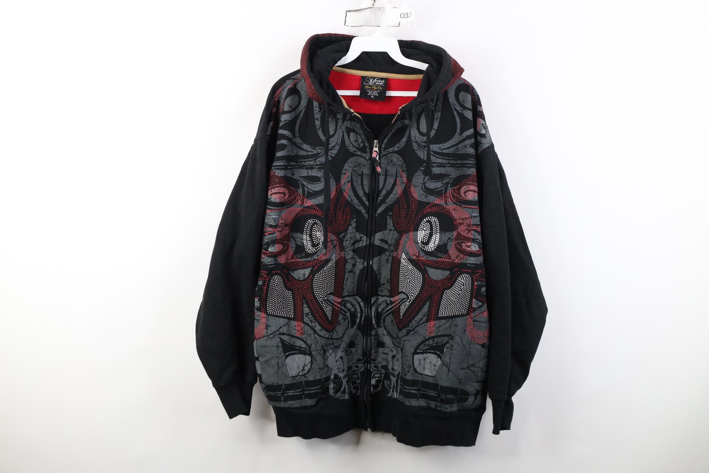 Vintage Vintage 90s Y2K Mecca Hip Hop Tribal Hoodie Sweatshirt Size US XL / EU 56 / 4 - 1 Thumbnail