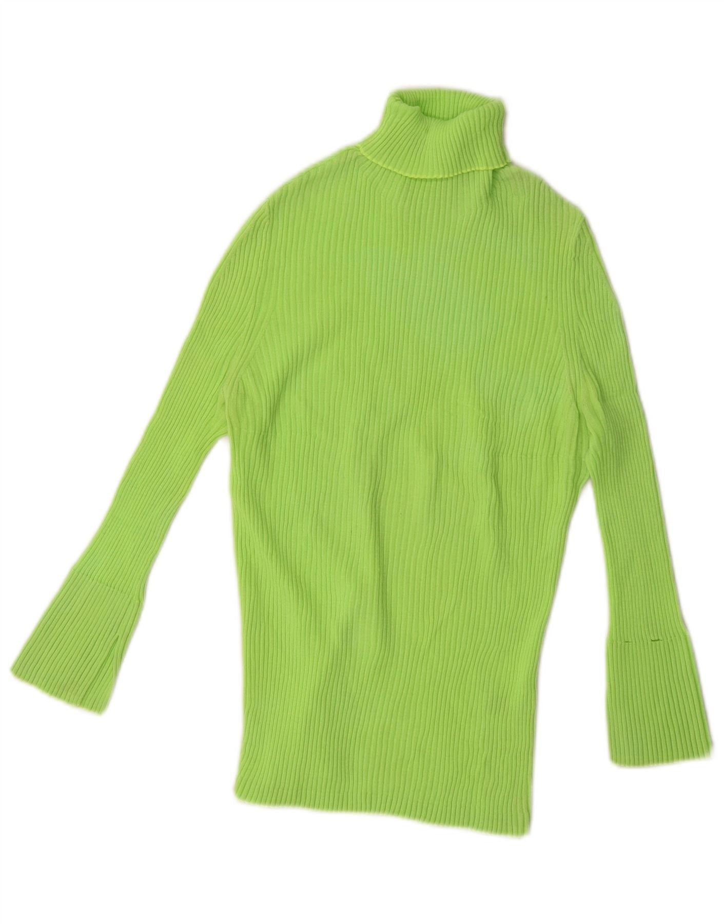 Diesel Womens 3/4 Sleeve Roll Neck Jumper Sweater UK 10 Small Green Size M / US 6-8 / IT 42-44 - 1 Thumbnail