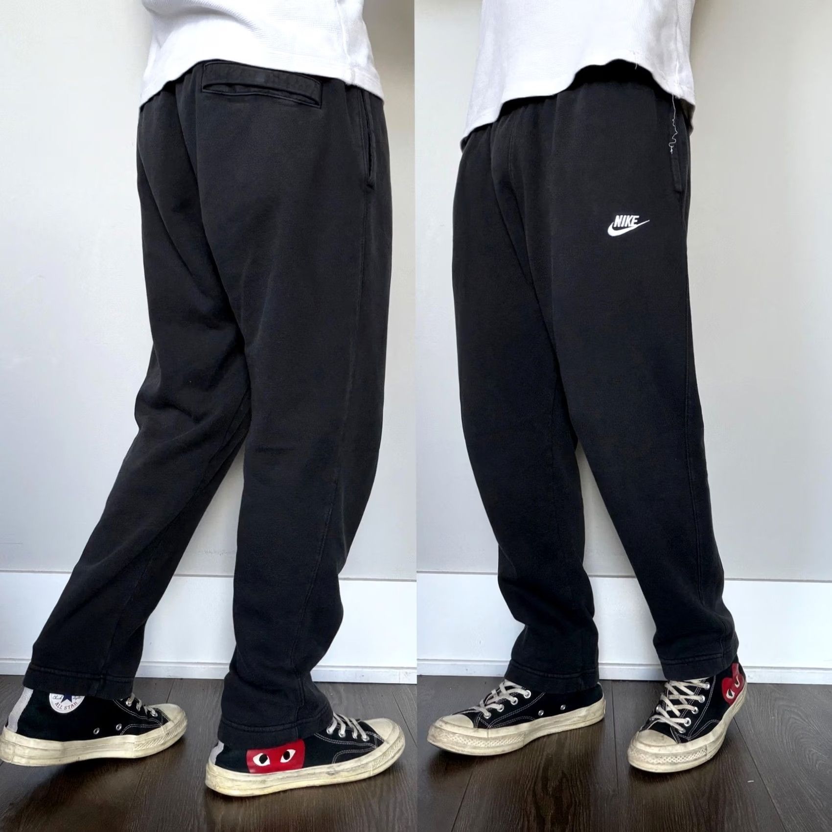 Nike Y2K Baggy Nike Sweatpants Mens Large Black Elastic Waist Pockets Swoosh Logo Size US 33 - 2 Thumbnail