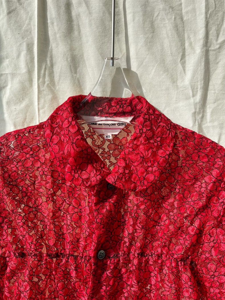 Comme des Garcons Comme Des Garcons Red flower lace smocked gold ingot colla Size S / US 4 / IT 40 - 5 Thumbnail