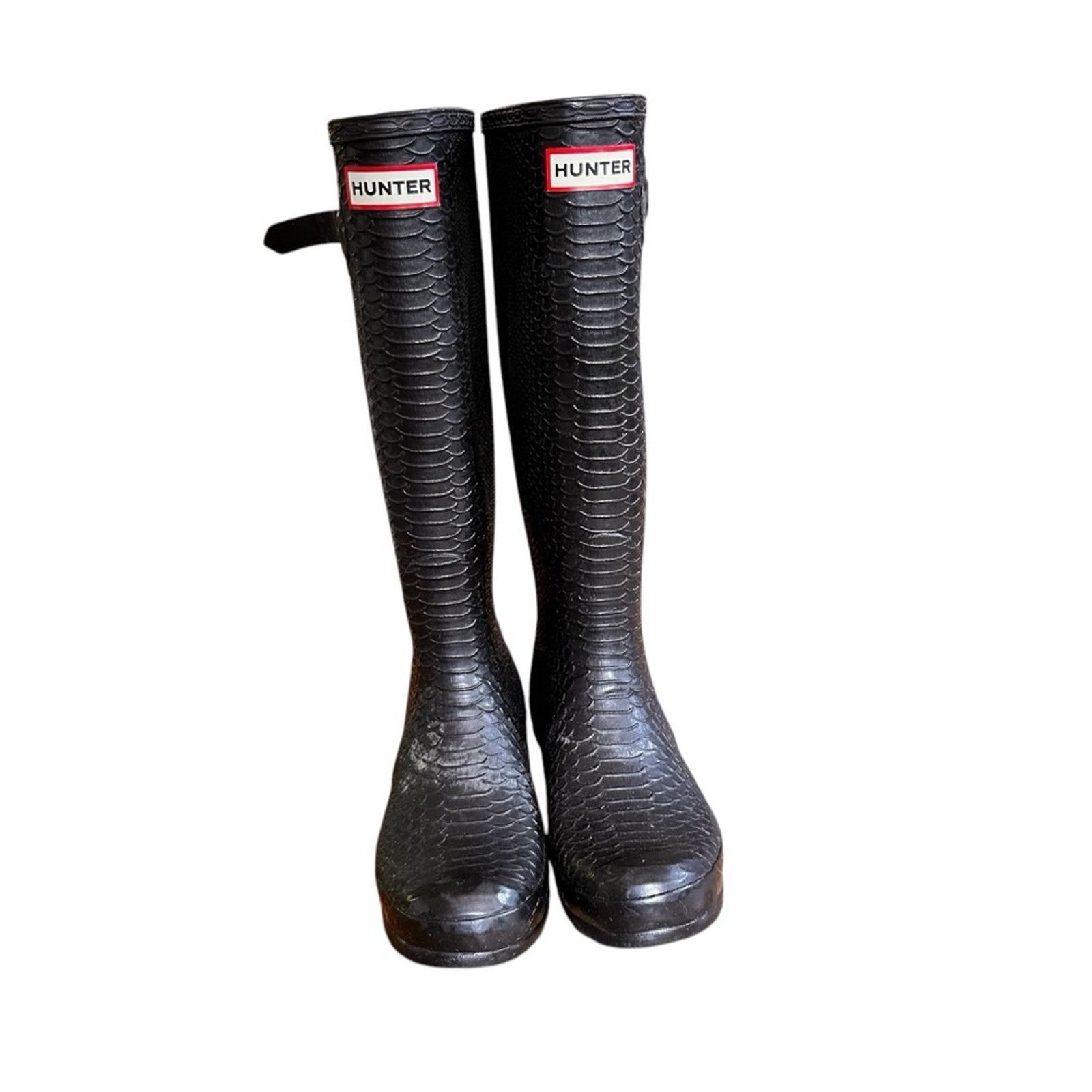 Hunter Hunter Carnaby Boa Snake Tall Rain Boots - Size 7 - Black Size US 7 / IT 37 - 2 Thumbnail