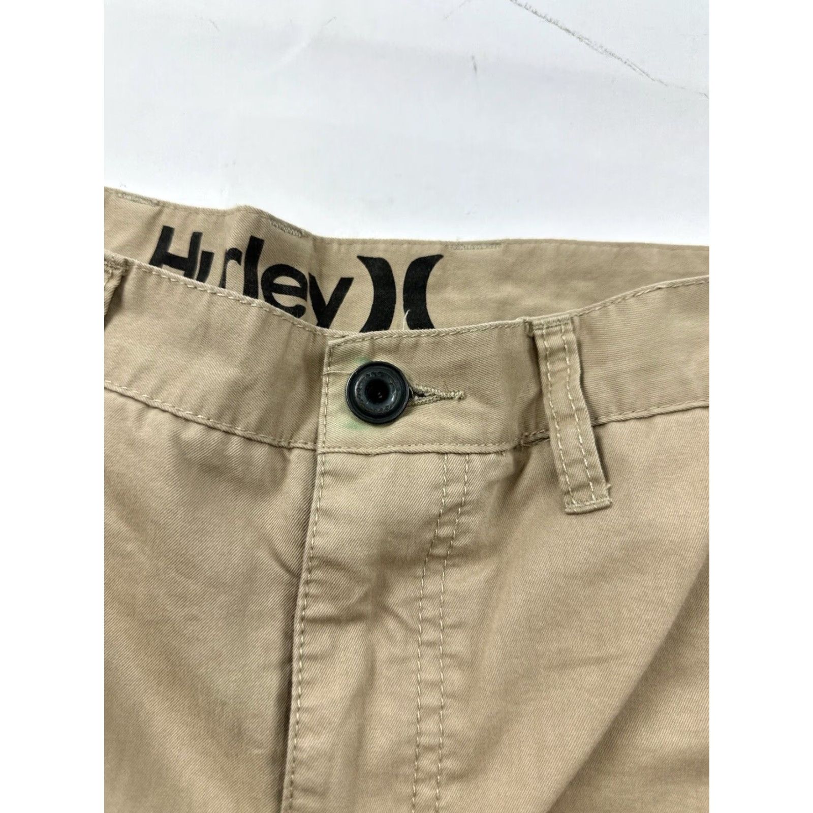 Hurley VINTAGE Hurley Pants Men 32 Khaki Beige Chino Regular Straight Drawstring Elastic Waist - Casual Mens Pants 32 Regular Beige Size US 32 / EU 48 - 5 Thumbnail