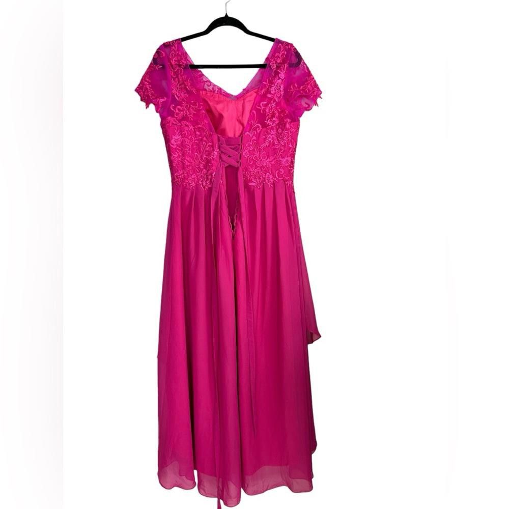 Designer Pink Lace Rhinestone Mother of The Bride Dress Medium Size M / US 6-8 / IT 42-44 - 4 Thumbnail